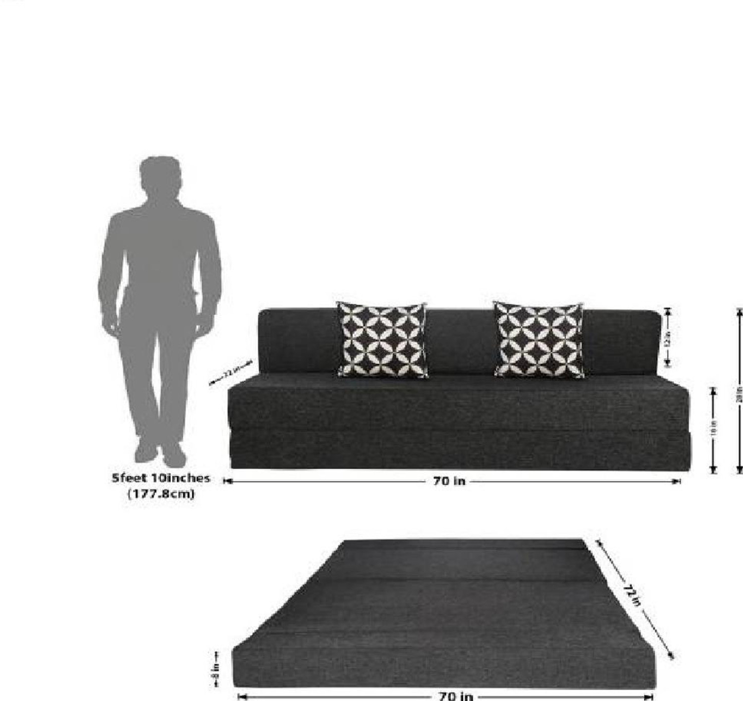 Image of SOLISPRIMUS-COMFORT FOR ALL 3 Seater Double Foam Fold Out Sofa Cum Bed