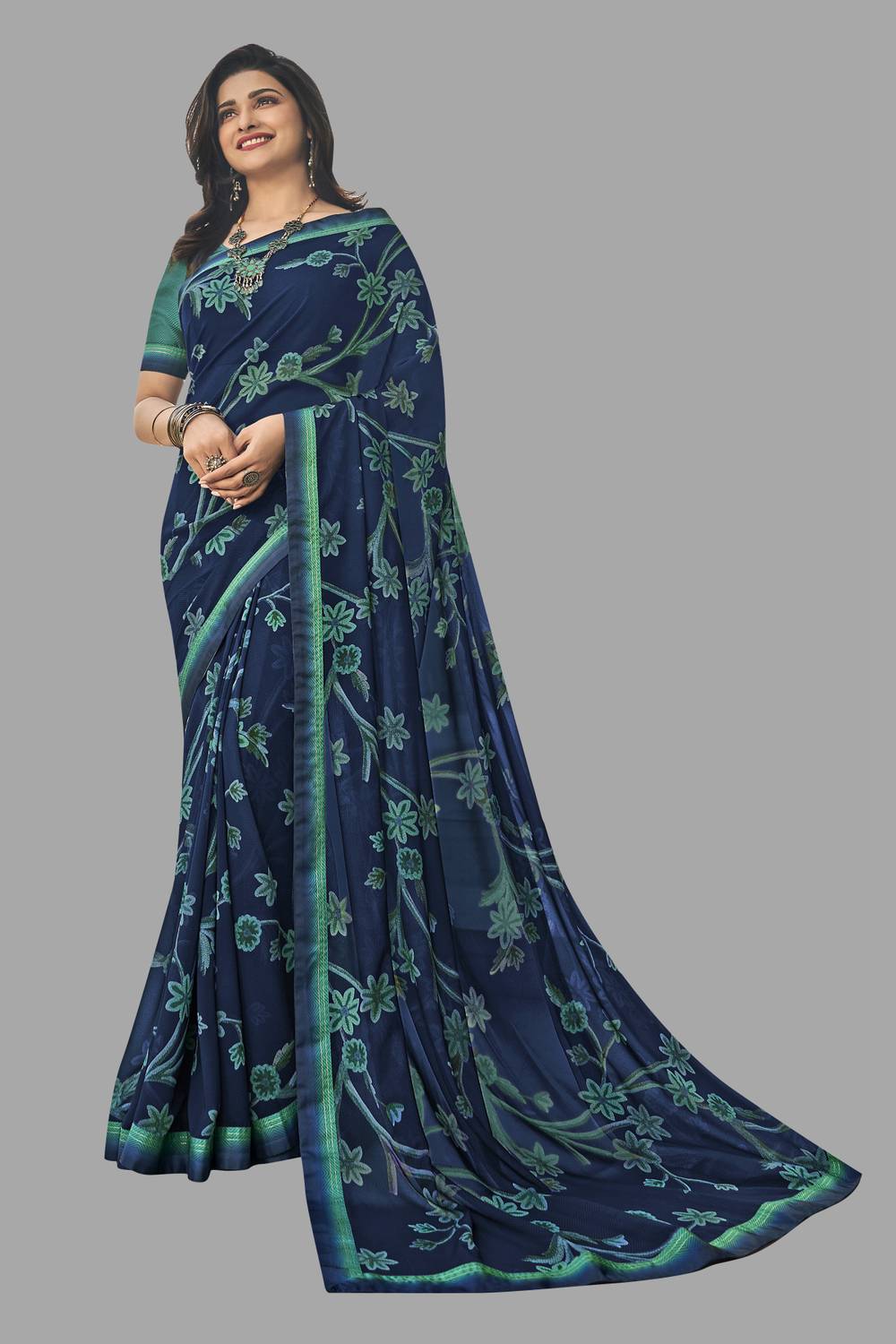DIKONA DESIGNER Printed Bollywood Georgette, Chiffon Saree