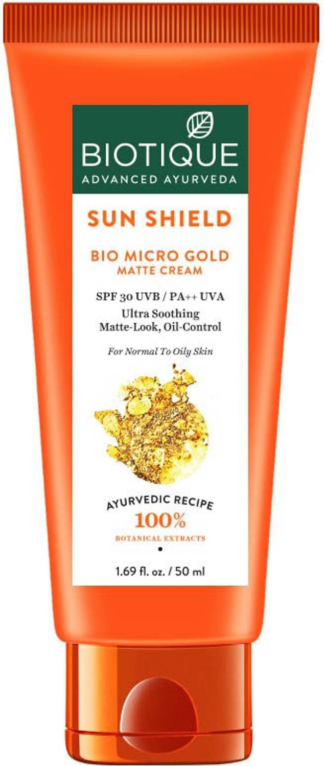 BIOTIQUE Sunscreen - SPF 30 PA++ Micro Gold Matte Cream Sunscreen Spf30 50 Ml