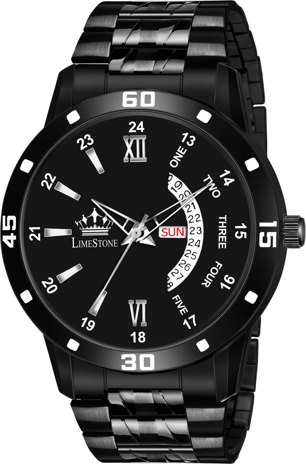 LIMESTONE All Black Day & Date Quartz Watch - Image 3