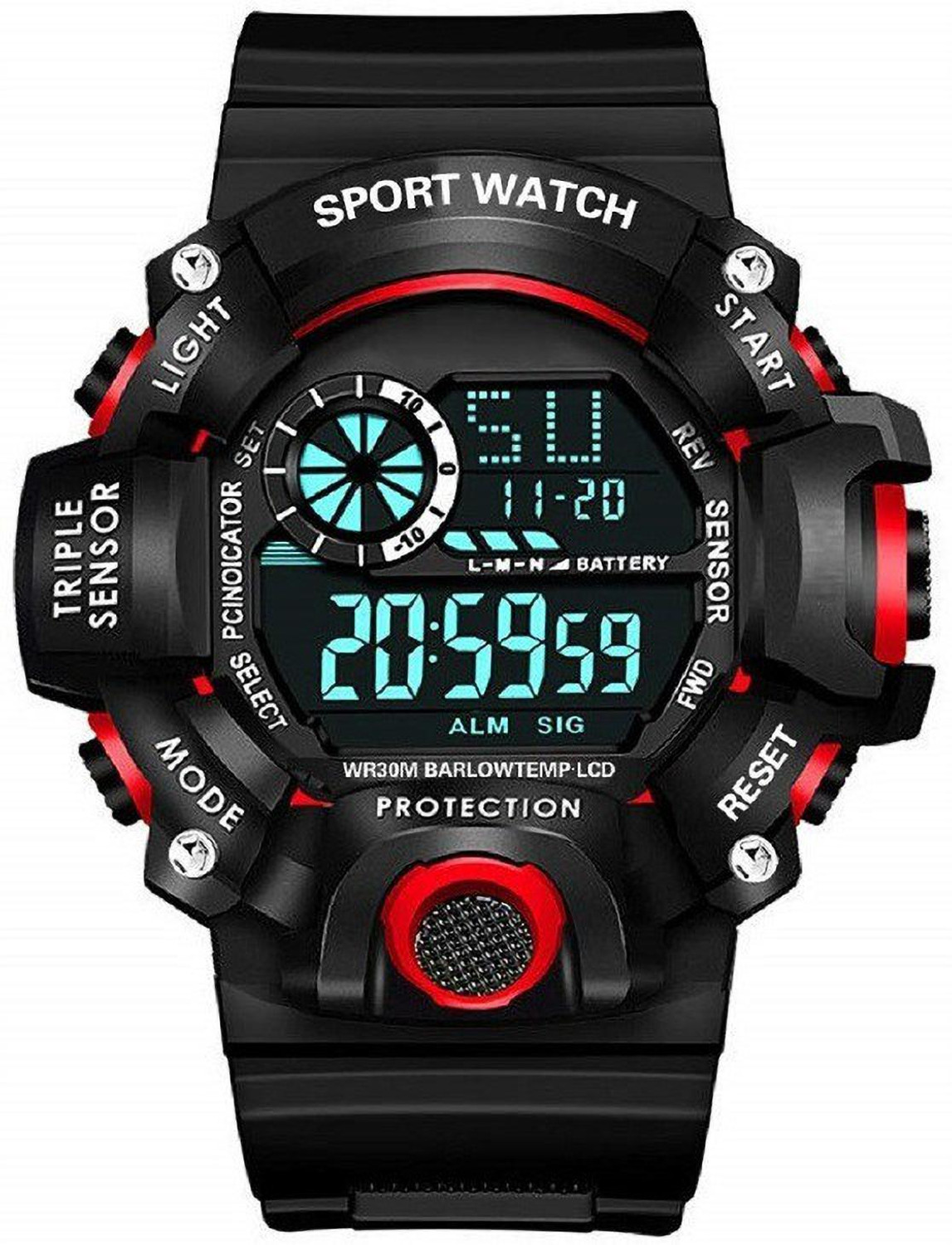 Image of blutech New Gen Black S-Shock Black Sports Water Resistant Digital Watch Digital Watch - For Boys