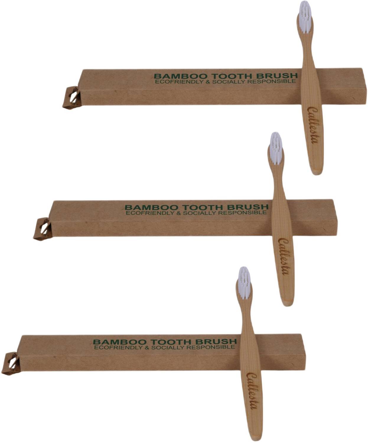 Callesta Ecofriendly Bamboo Tooth Brush - Pack of 3 - Save the planet Soft Toothbrush