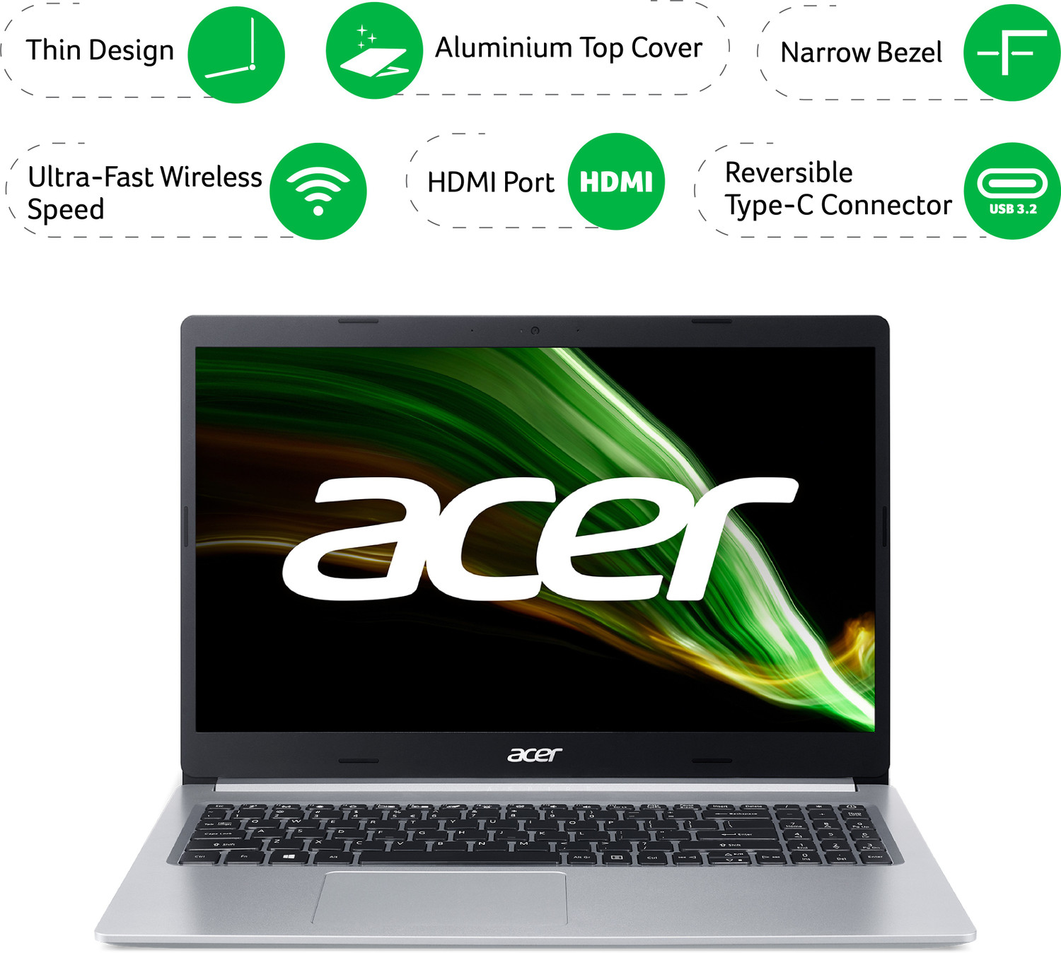 Image of Acer Aspire 5 AMD Ryzen 5 Hexa Core 5500U - (8 GB /512 GB SSD /Windows 10 Home) A515-45 Thin and Light Laptop