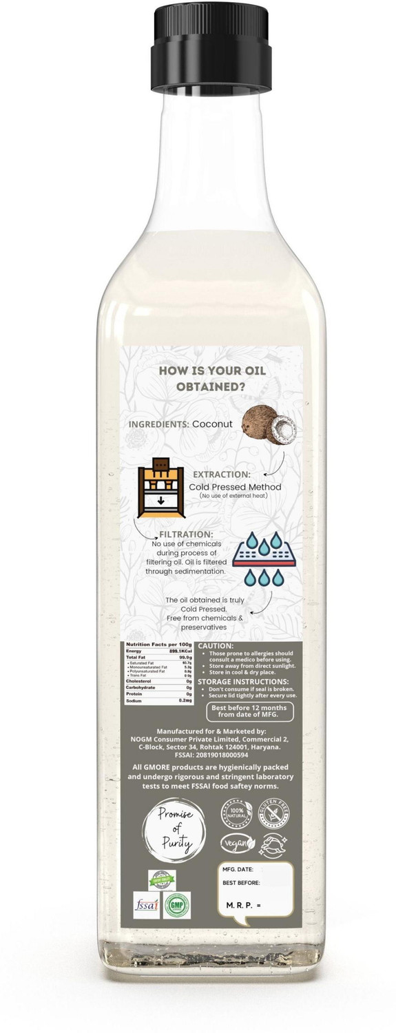 Image of Gmore Virgin Coconut Oil - Baby Care , Baby Massage , Baby Bath , Hair & Skin Hair Oil