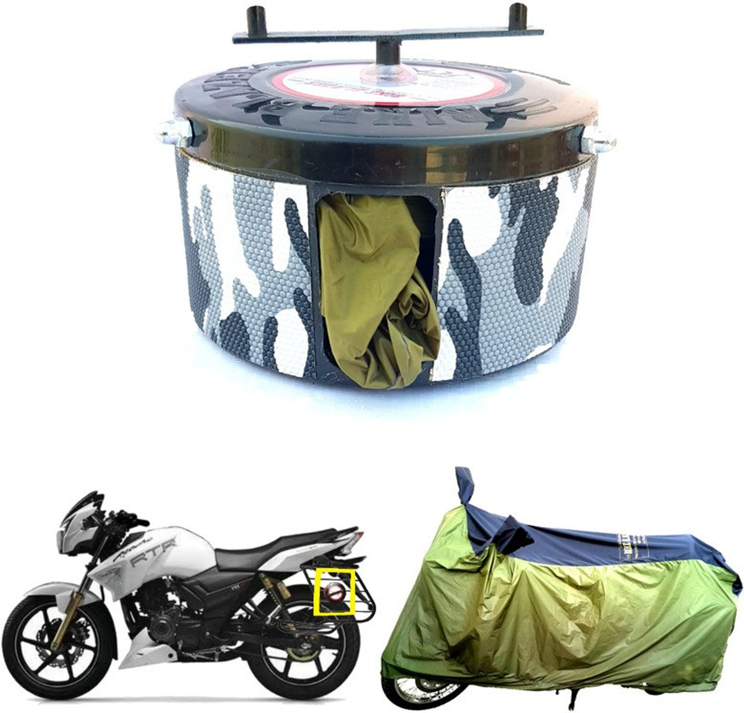 Image of BIKE BLAZER Waterproof Two Wheeler Cover for TVS (Apache RTR 180, Green)