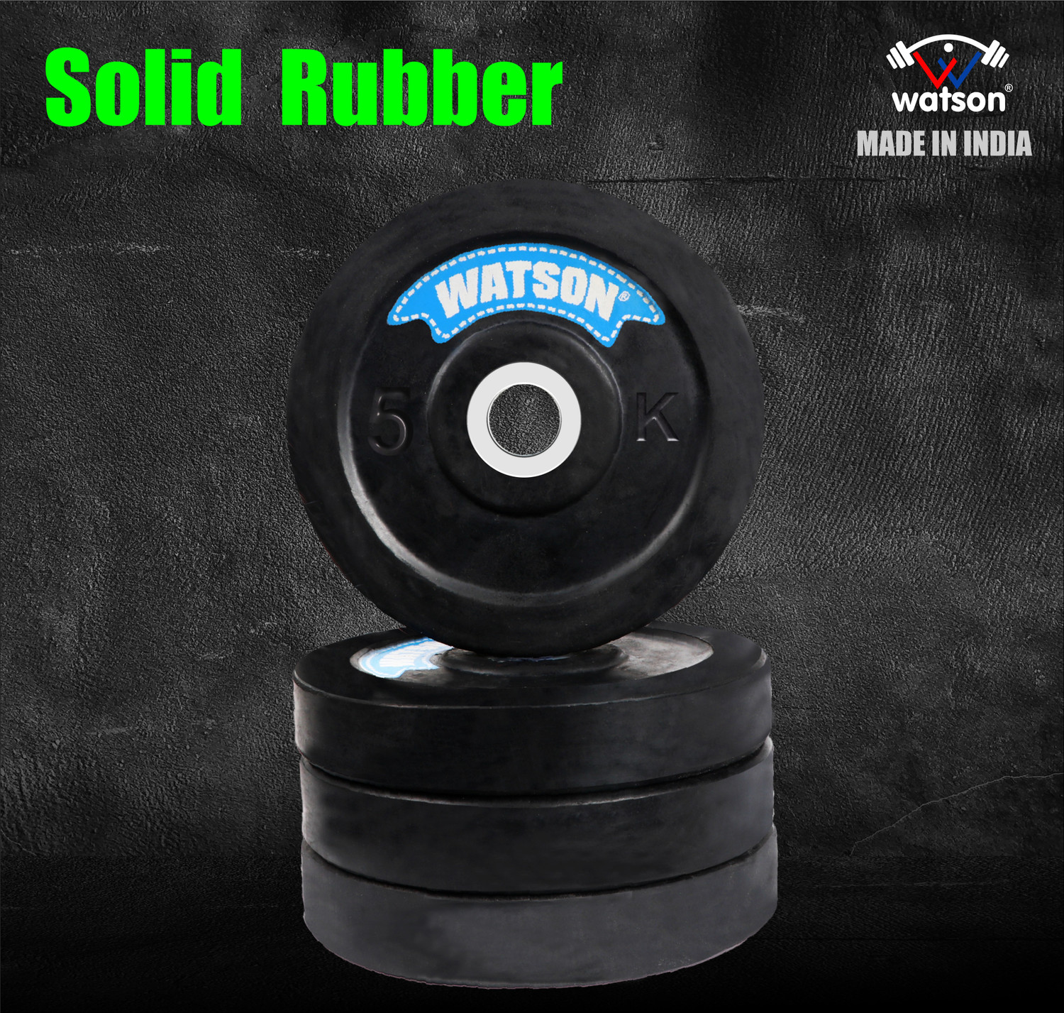 Image of Watson 20 kg Rubber Weight Plate Set Weight Plates Set 5kg x 4 =20kg with 30 mm Home Gym Combo