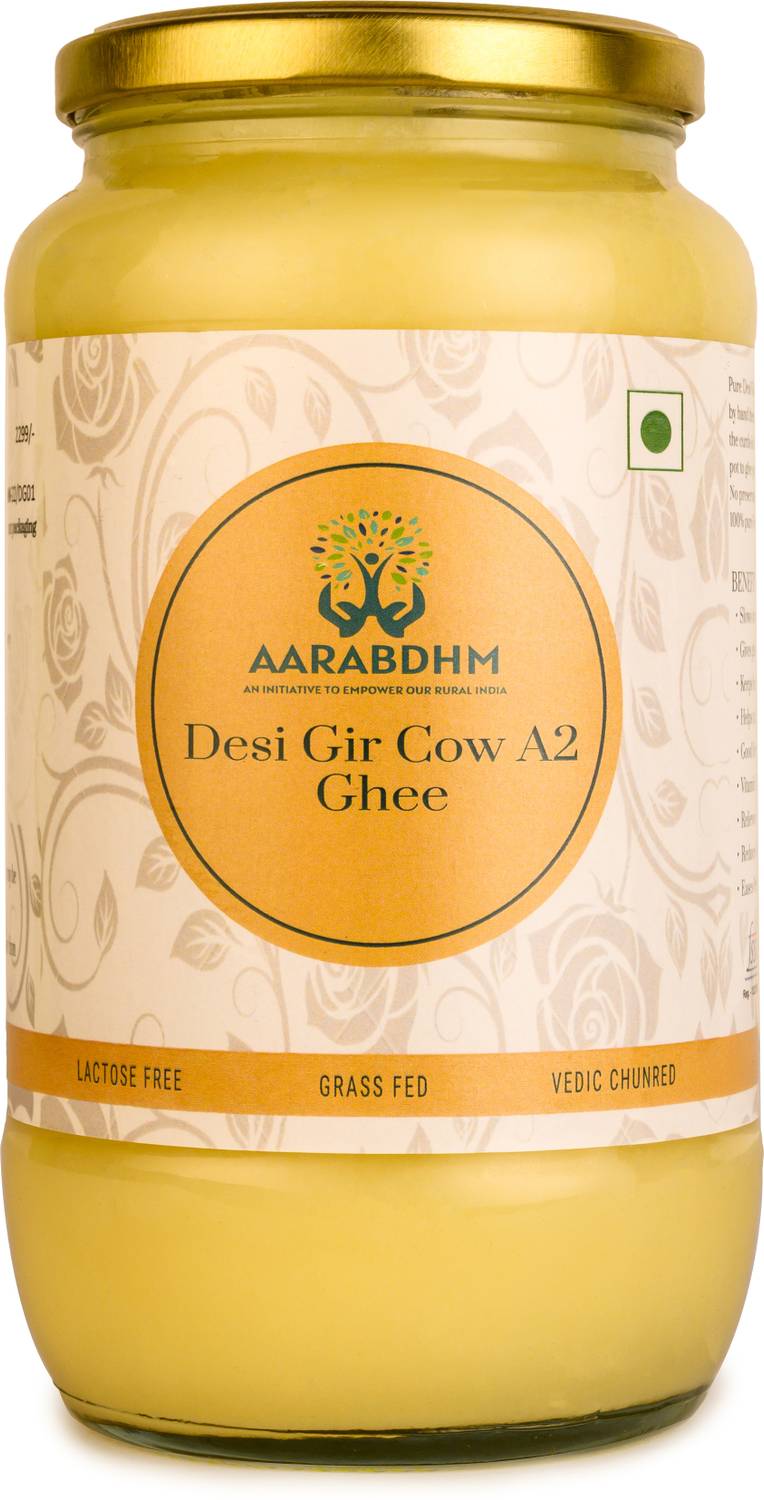 AARABDHM A2 Bilona Desi Gir Cow Ghee Glass Bottle