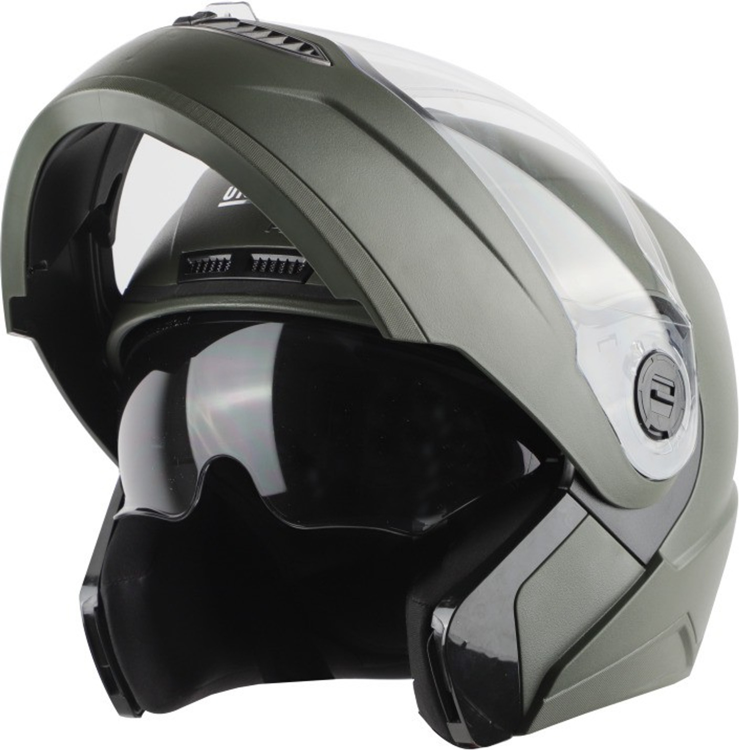 Image of Steelbird Air SBA-7 FLIP UP HI-QUALITY DASHING BATTLE GREEN WITH INNER SUN SHIELD 600MM Motorbike Helmet (BATTLE GREEN)