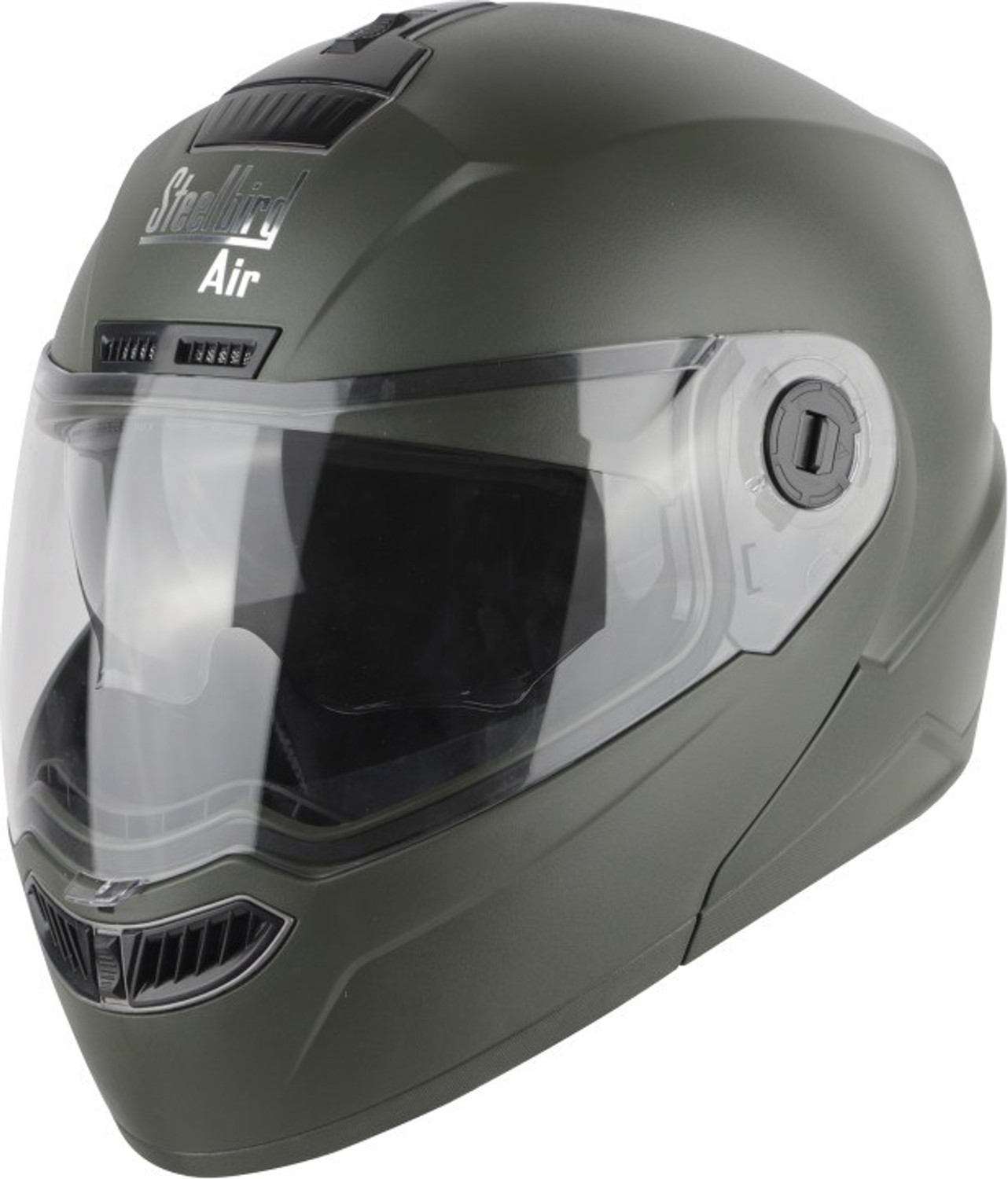 Image of Steelbird Air SBA-7 FLIP UP HI-QUALITY DASHING BATTLE GREEN WITH INNER SUN SHIELD 600MM Motorbike Helmet (BATTLE GREEN)