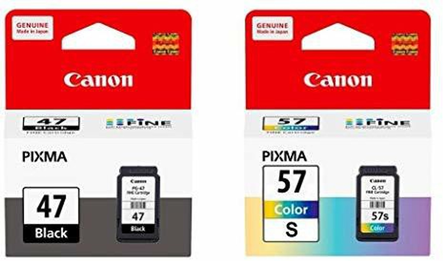 Image of Canon PG47 & 57S Black + Tri Color Combo Pack Ink Cartridge