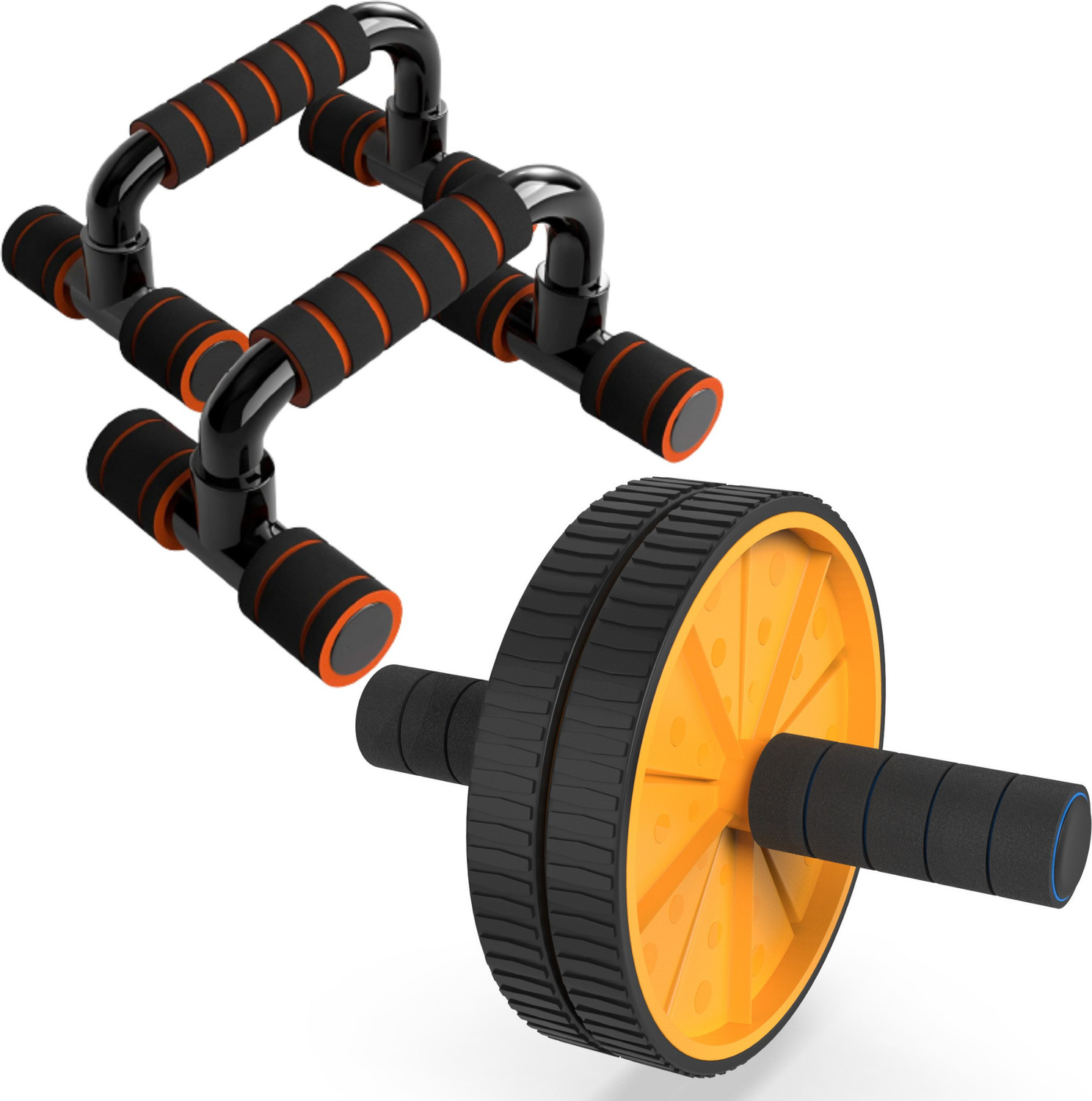 Image of PRO365 Double Wheel Ab Roller For Exercise and Push Up Bar Foam Grip Handle for Chest Ab Exerciser