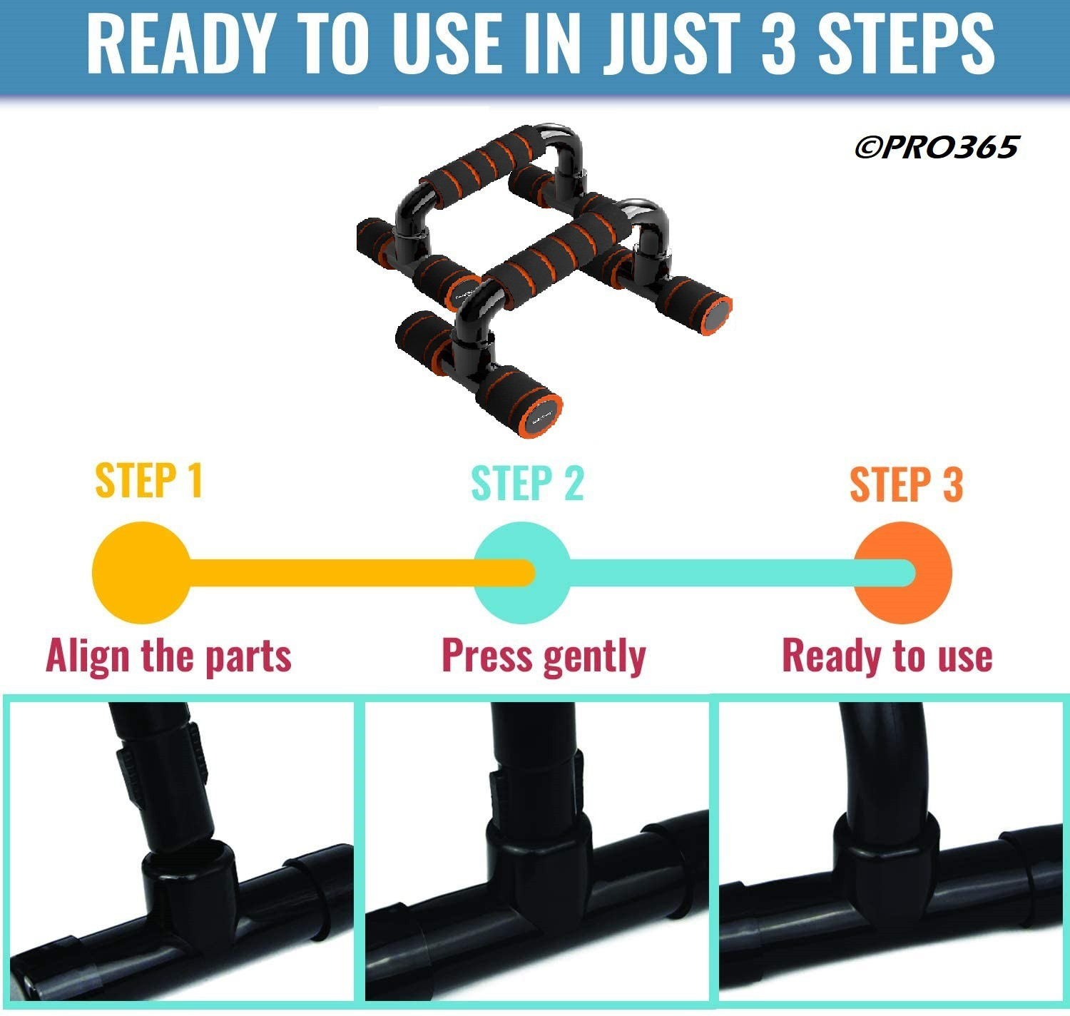 Image of PRO365 Double Wheel Ab Roller For Exercise and Push Up Bar Foam Grip Handle for Chest Ab Exerciser