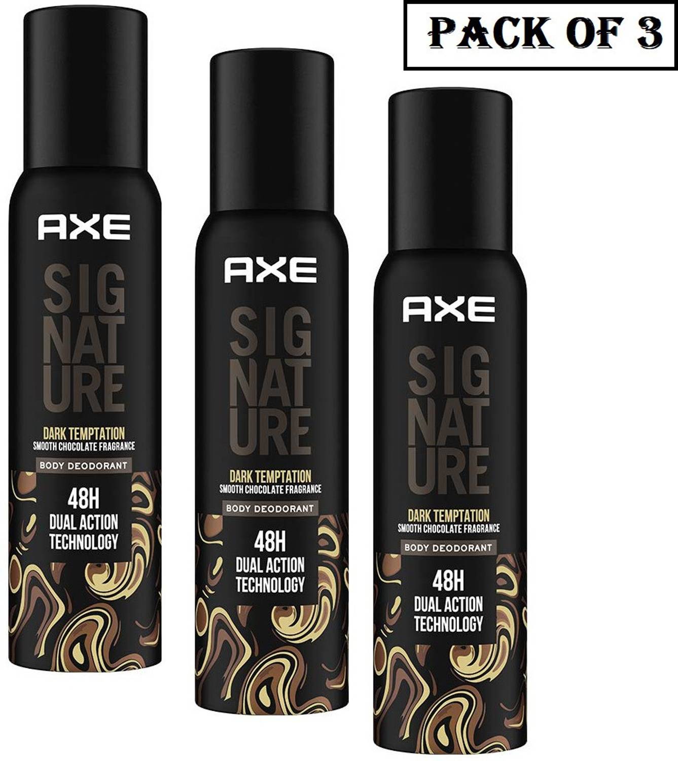 AXE Signature (Dark Temptation)*122ml Each (Pack of 3)-ad002 Deodorant Spray  -  For Men