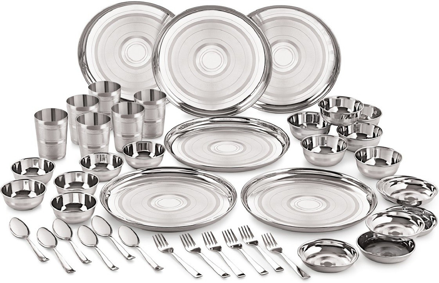 Image of NEELAM Pack of 42 Stainless Steel Diamond Touch Dinner Set of Set 24 Gauge Dinner Set