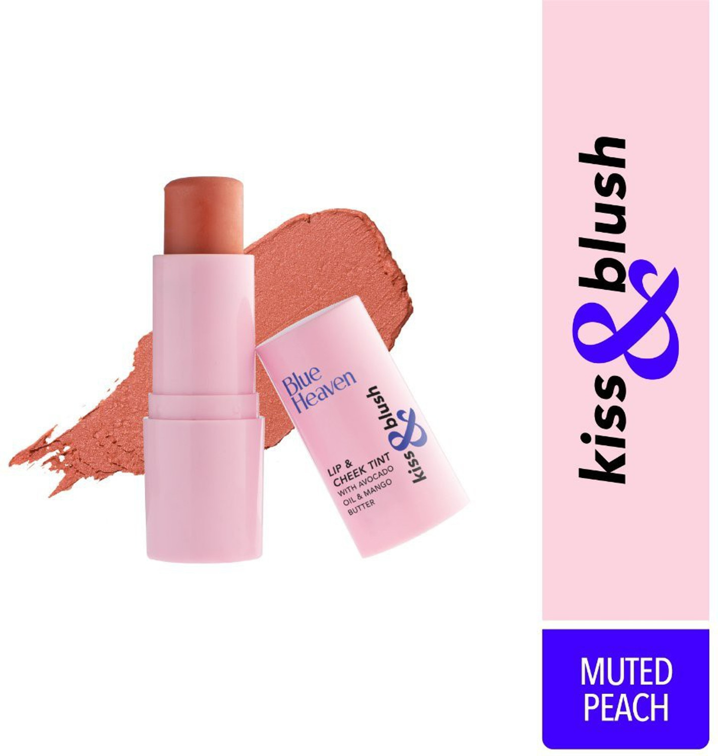 Image of BLUE HEAVEN Kiss & Blush, Lip and Cheek Tint, Muted Peach, 8.5gm Muted Peach