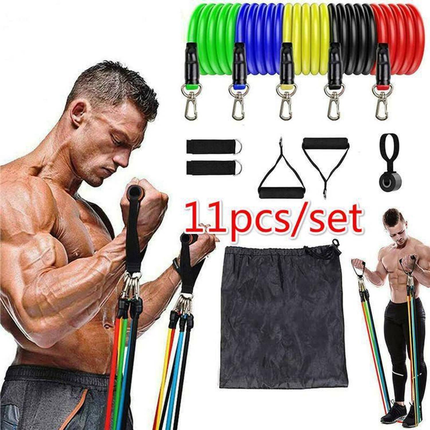 ADAPTFIT Resistance Band 11 Pcs Set for Resistance Training and Home Workout Resistance Tube