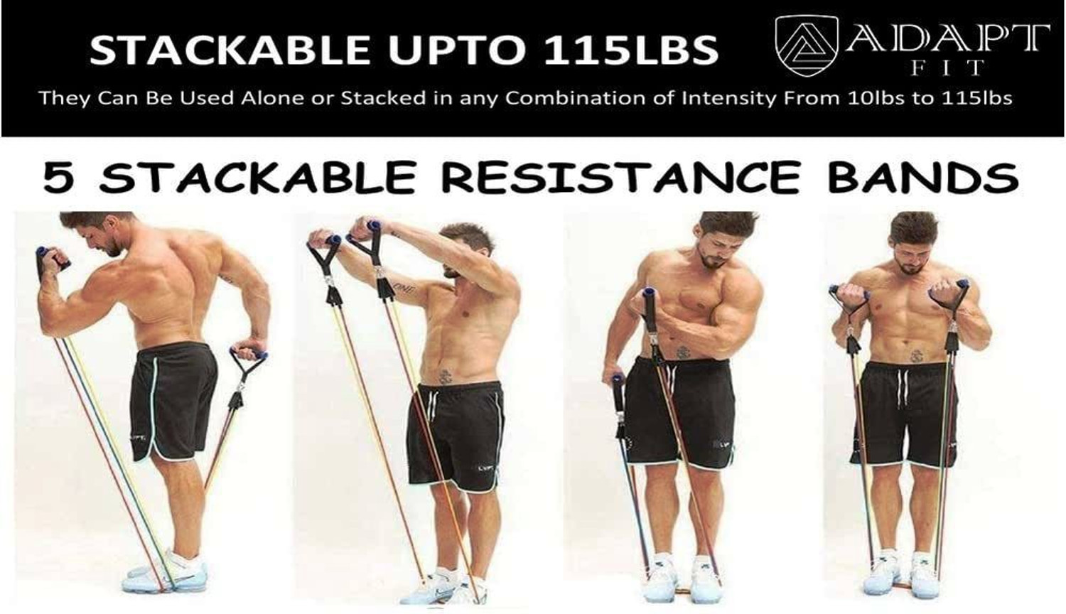 Image of ADAPTFIT Resistance Band 11 Pcs Set for Resistance Training and Home Workout Resistance Tube (Multicolor)