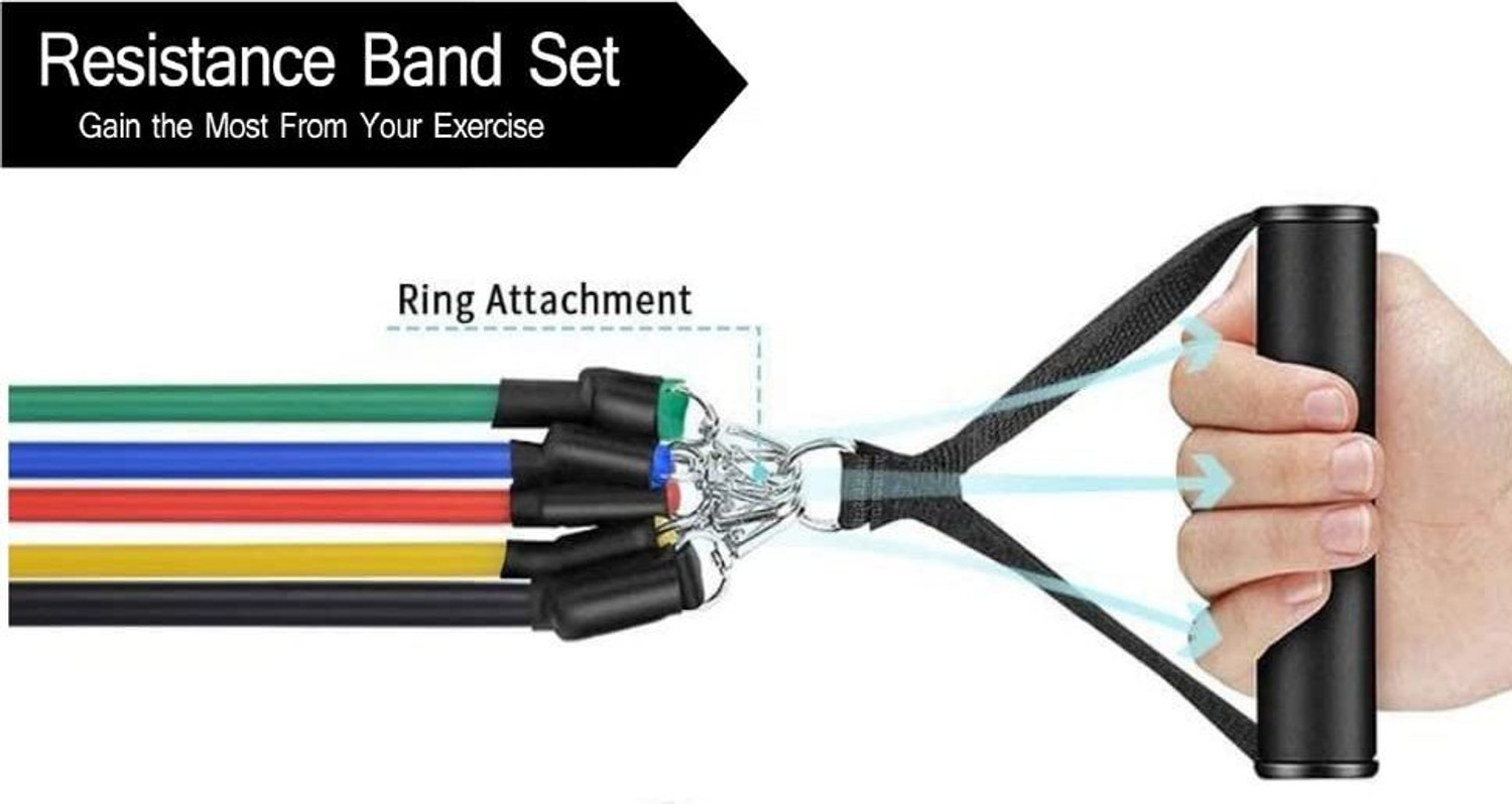 Image of ADAPTFIT Resistance Band 11 Pcs Set for Resistance Training and Home Workout Resistance Tube (Multicolor)
