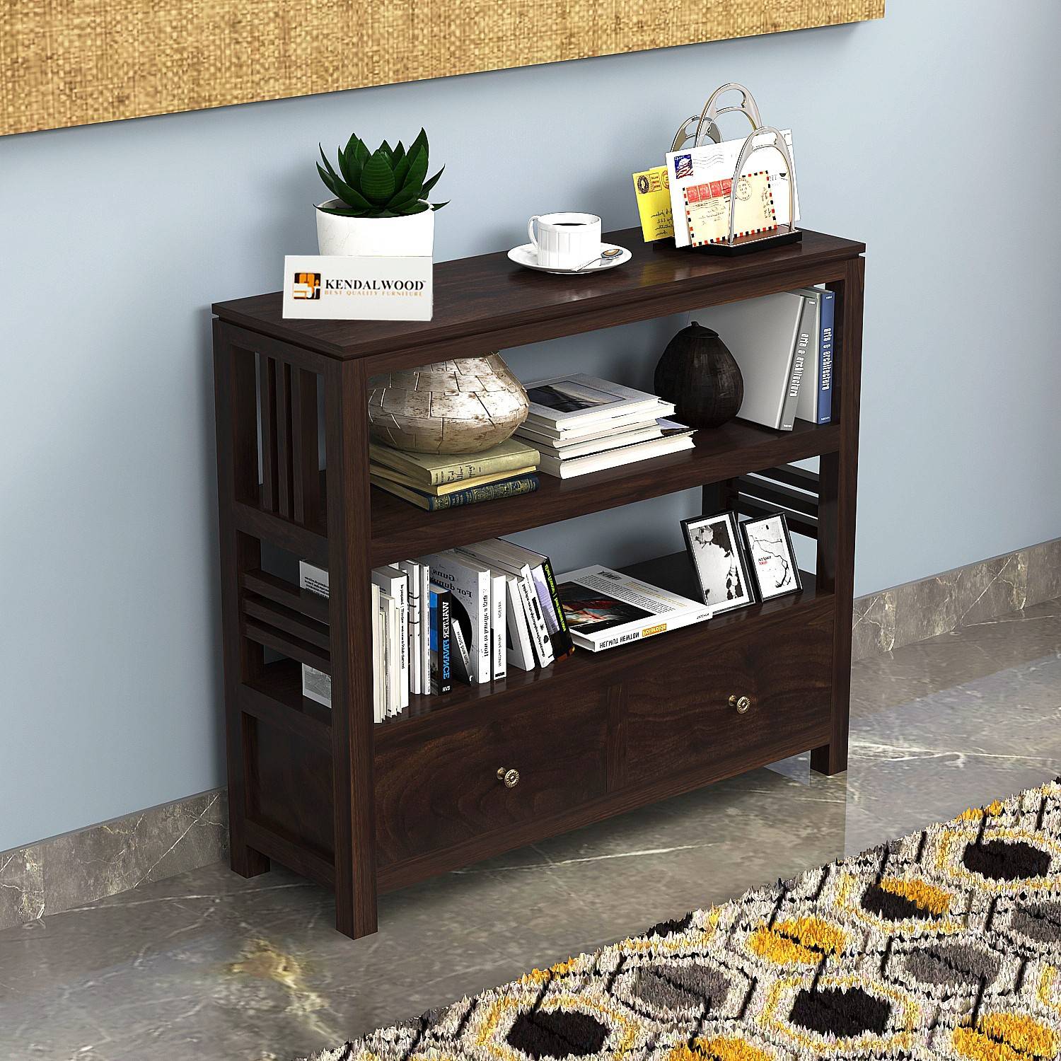 Kendalwood Furniture Solid Wood Semi-Open Book Shelf (Finish Colo
