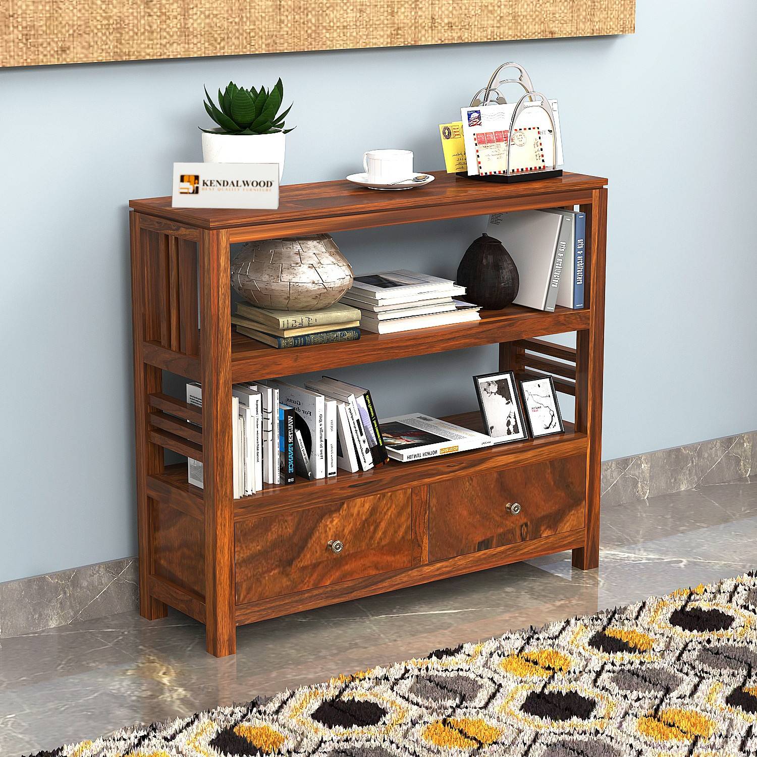 Kendalwood Furniture Solid Wood Semi-Open Book Shelf (Finish Colo