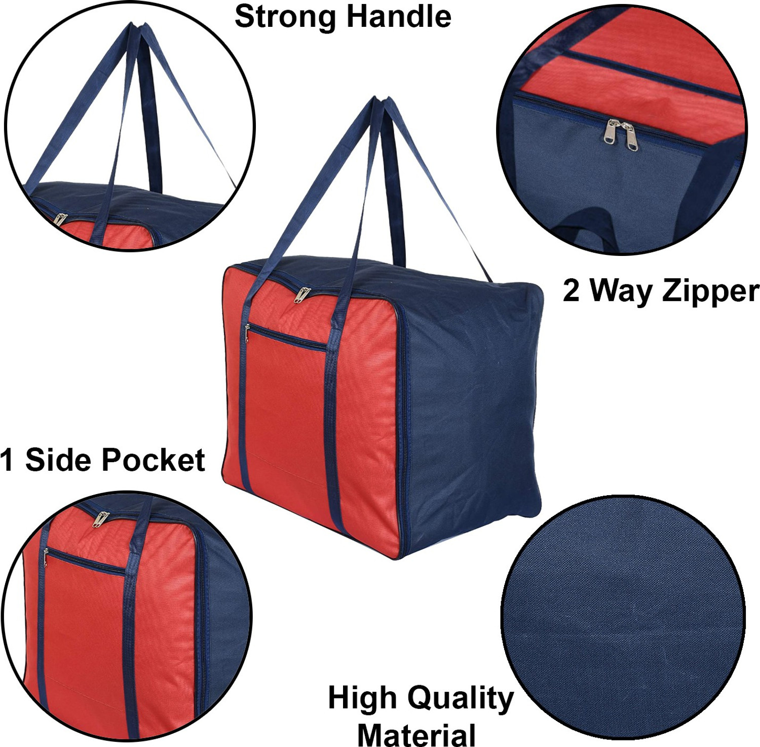 Image of KUBER INDUSTRIES Underbed Moisture Proof Storage Bag With Zipper & Handle (Red & Blue) HS43KUBMART026657