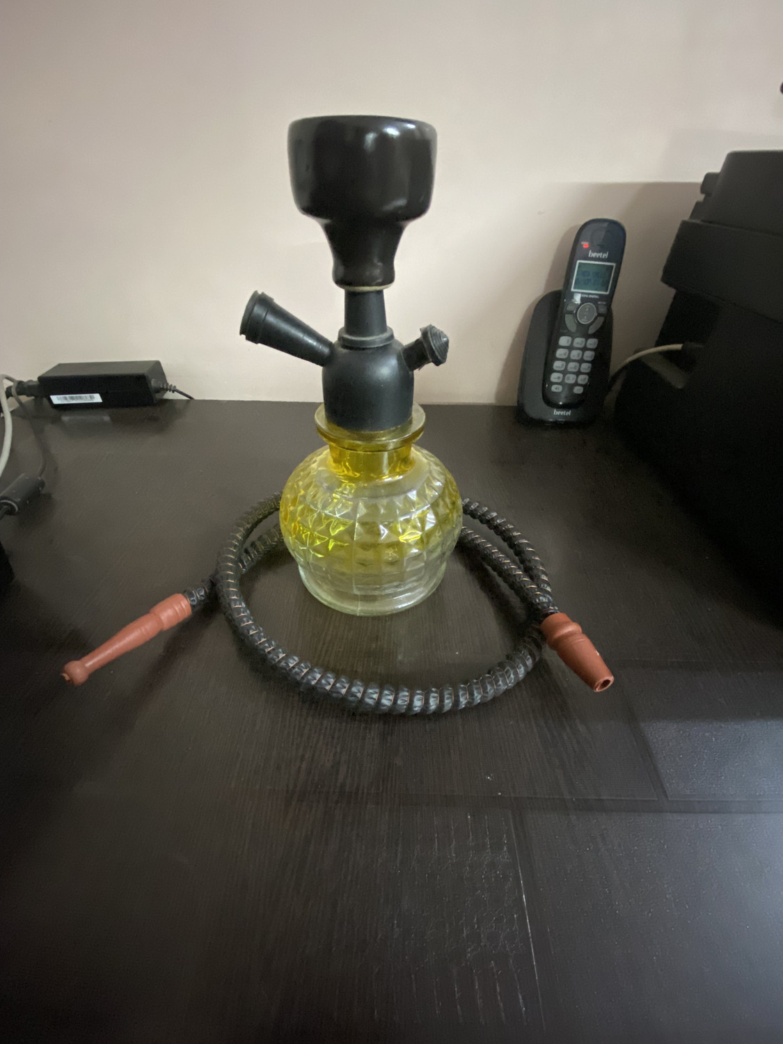 Image of Wish Divine Glass Hookah Pot Black Big Luna (Height 20 Inches) 22 inch Glass Hookah