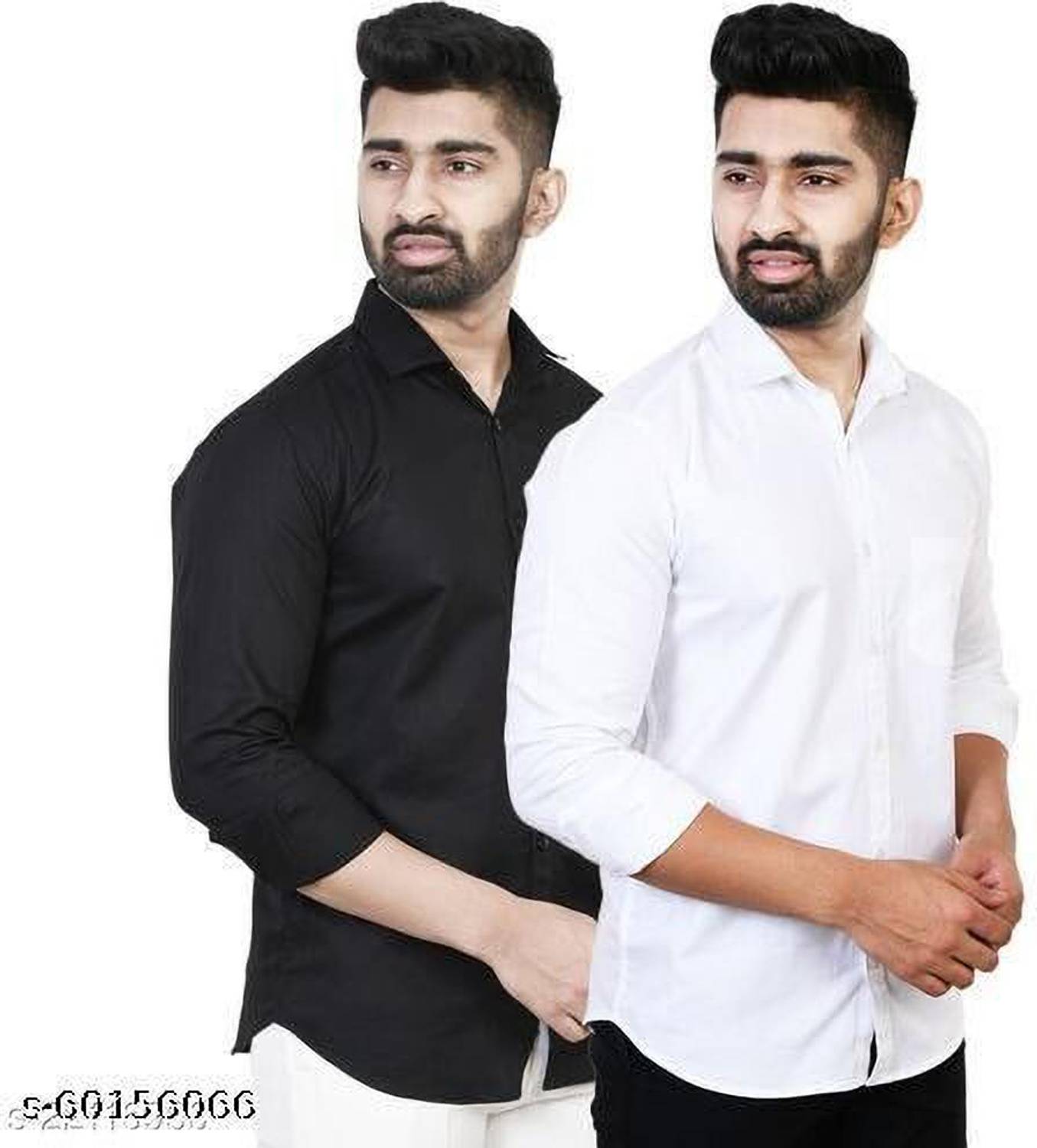 ZURINE Men Solid Casual White, Black Shirt