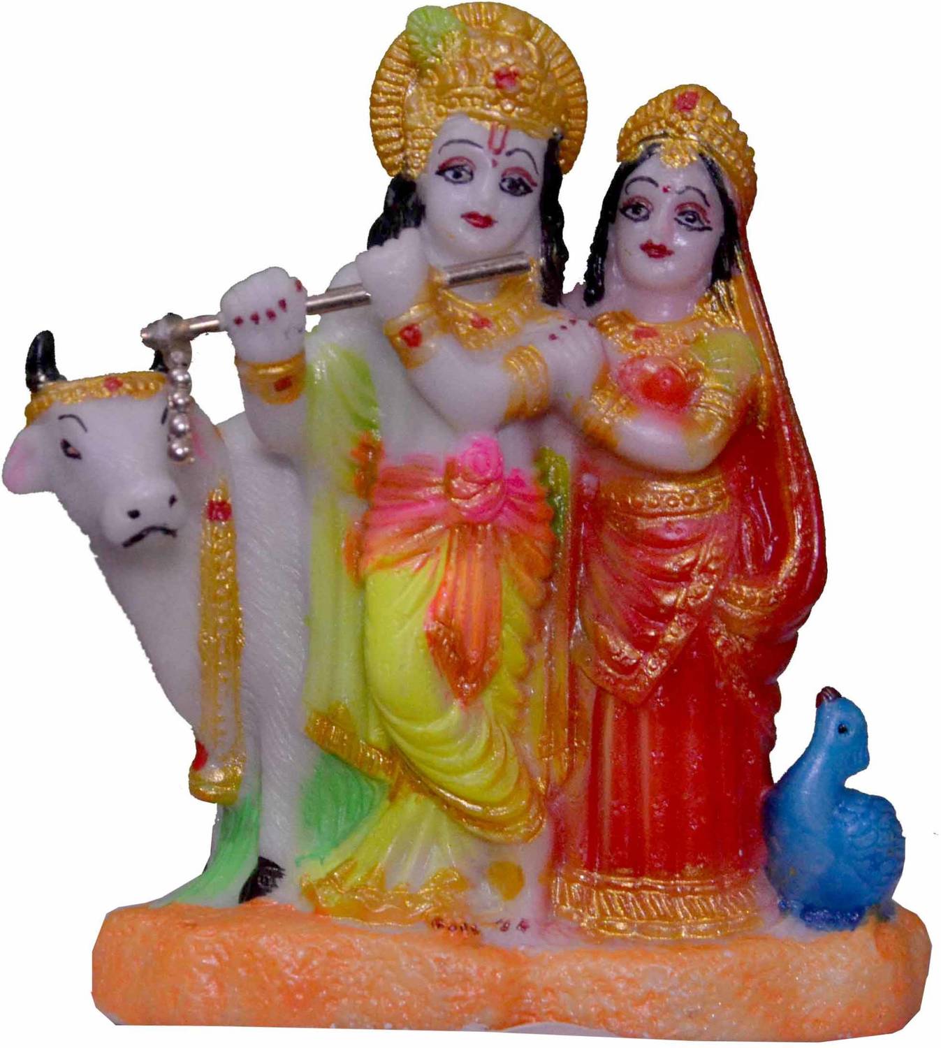ATUT Radha and Krishna with Cow Idol,in Medium Size, in Multicolor, UNBREAKABLE-15cm Decorative Showpiece  -  15 cm