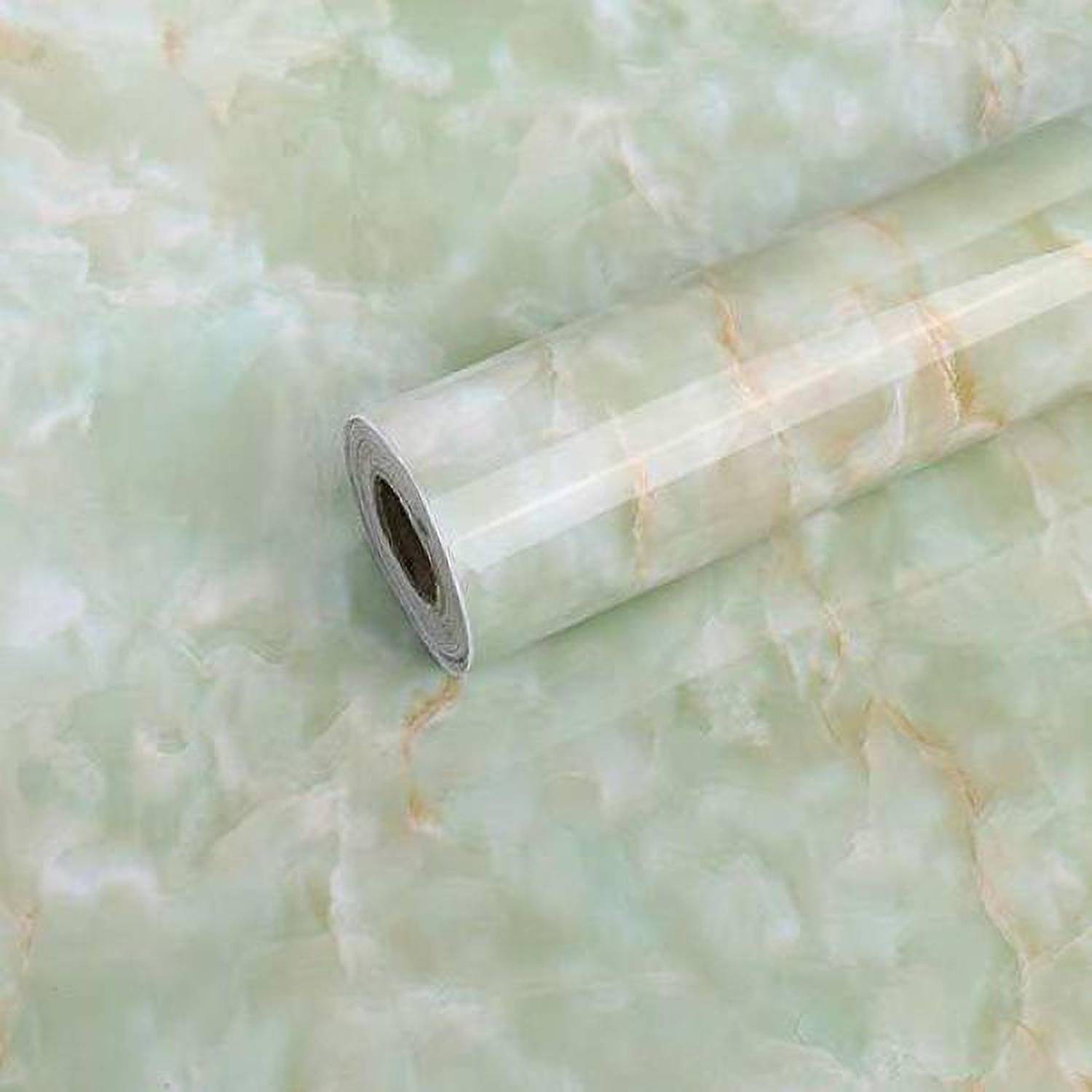 4tens 200 cm PVC Green Marble Wallpaper for Kitchen Countertop Cabinet Shelf Door Sticker Self Adhesive Sticker