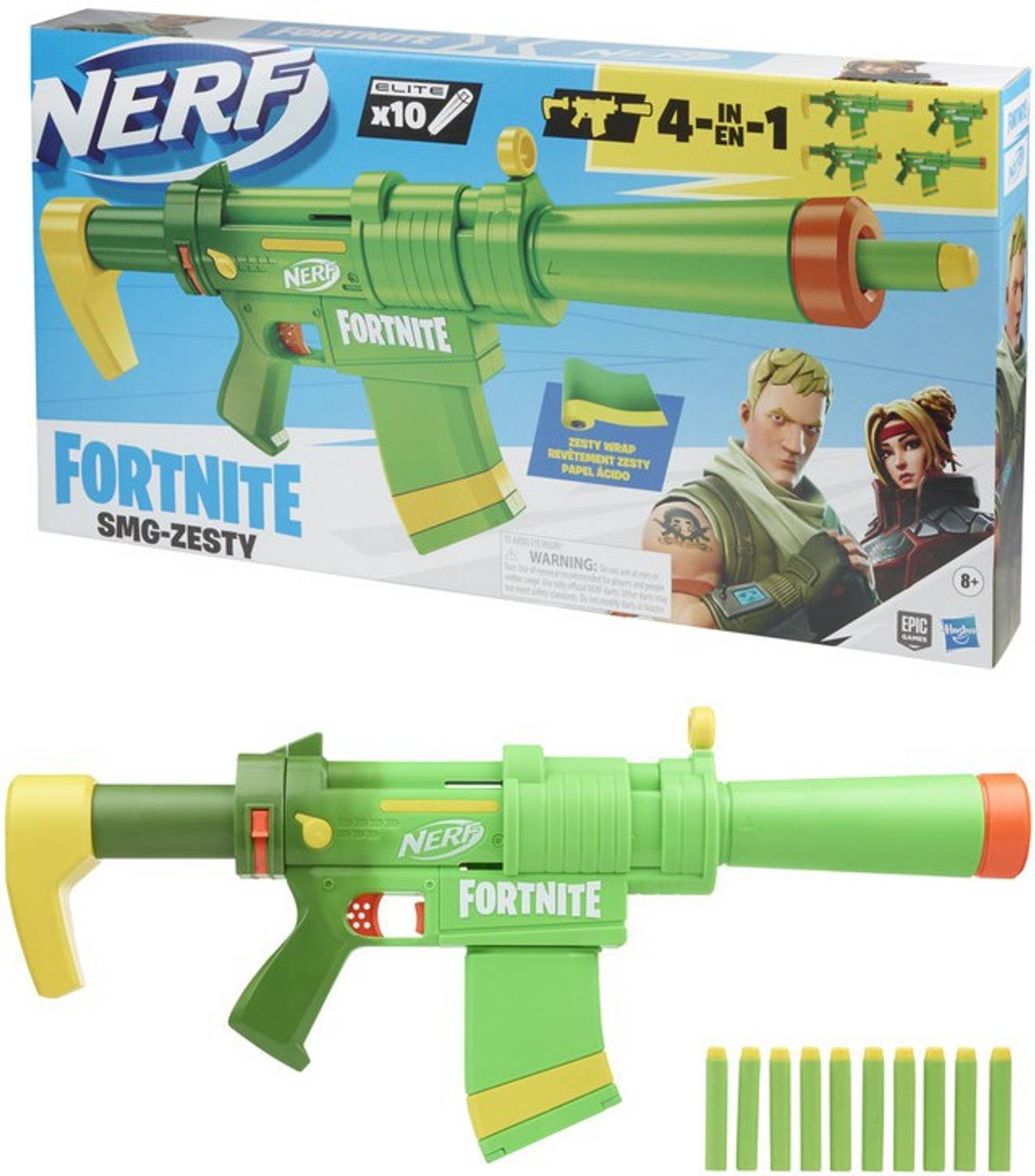 Nerf Fortnite SMG-Zesty Elite Dart Blaster with Removable Stock