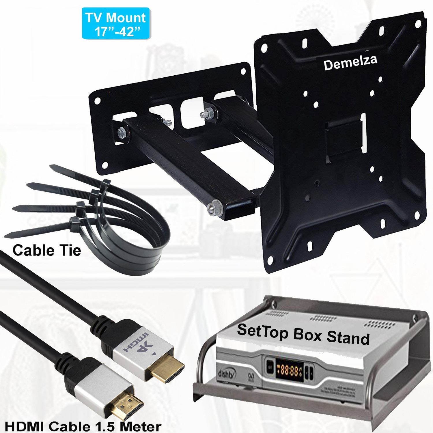 Image of FurniGully TV Wall Mount Movable Swivel Rotatable Bracket & Ceiling for 17-42 inch Smart TV Full Motion TV Mount
