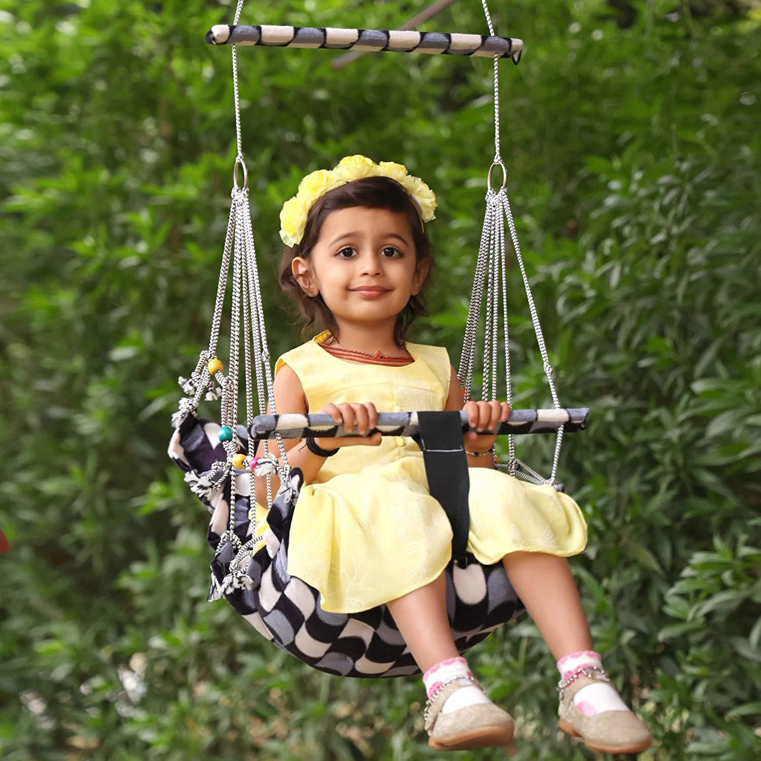 Image of Dhayana Cotton Child Jhula for 1-3 Year indoor| For Kids Swings (Multicolor) Swings