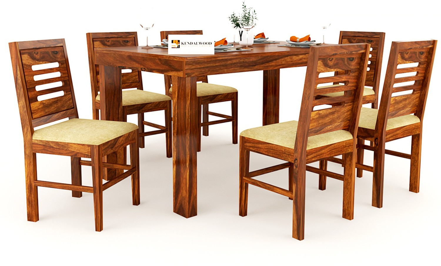 Image of Kendalwood Furniture Premium Dining Room Furniture Wooden Dining Table with 6 Chairs Solid Wood 6 Seater Dining Set