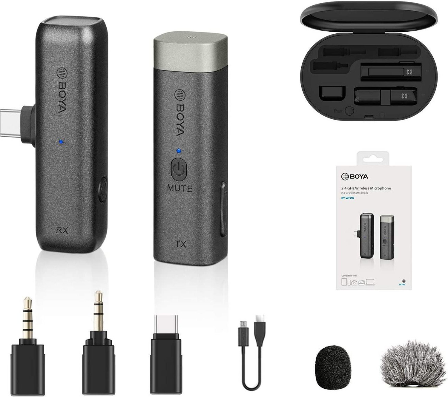 Image of BOYA BY-WM3U TrueWireless Microphone System for Android Devices, Cameras, Smartphones Microphone