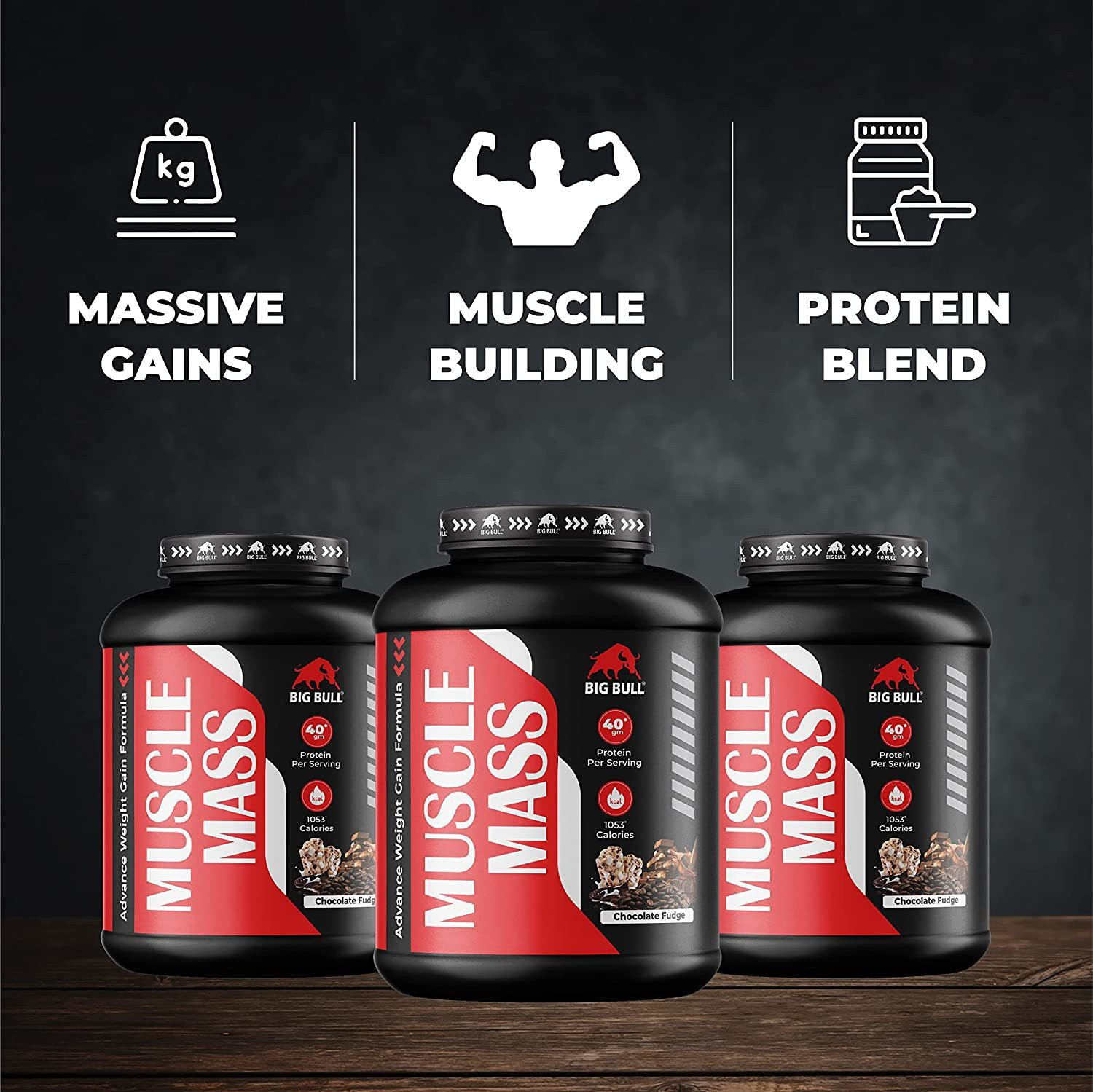 Image of Big Bull Muscle Mass Gainer Powder with Creatine + Taurine Stack Weight Gainers /Mass Gainers