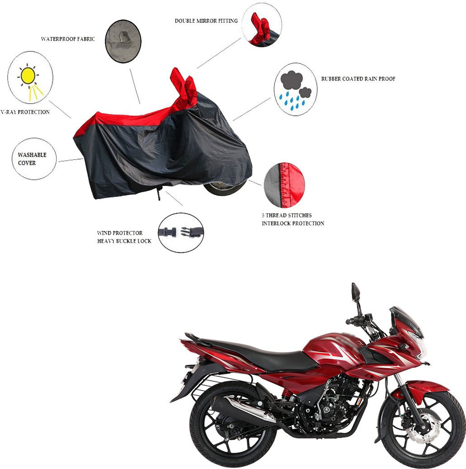 Image of RiderShine Waterproof Two Wheeler Cover for Bajaj