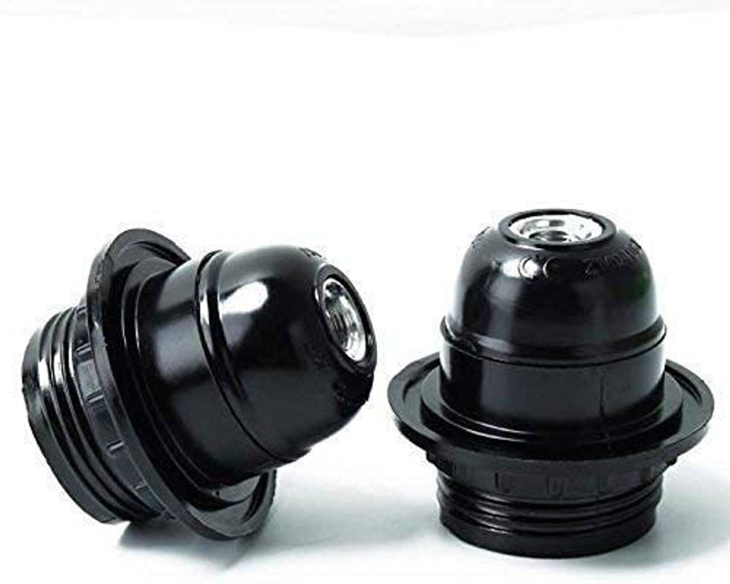 Ahuja International E-27 Holders with Ring (Screw Type), Black, Lamp Shade Holder, Pack of 2 Plastic, Ceramic Light Socket