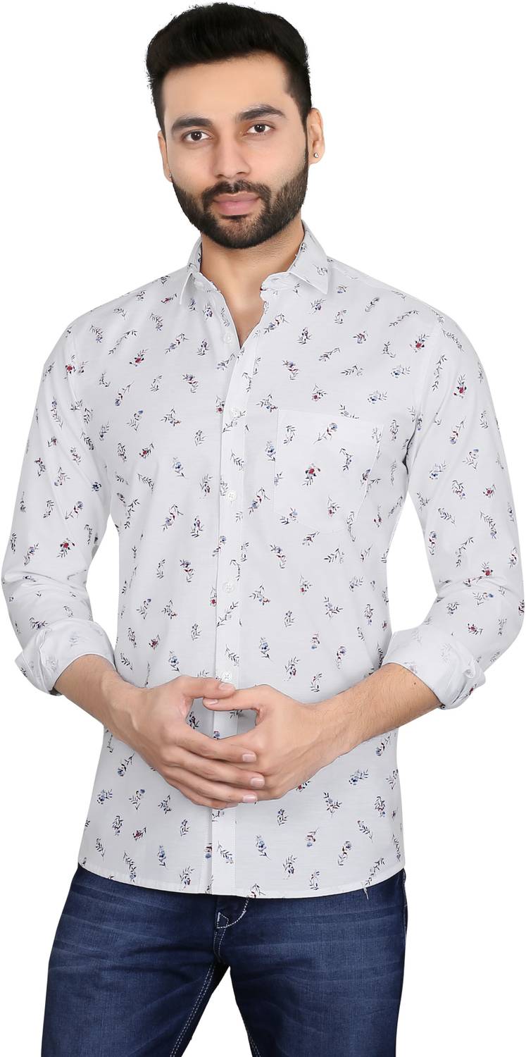 5TH ANFOLD Men Printed Casual White Shirt