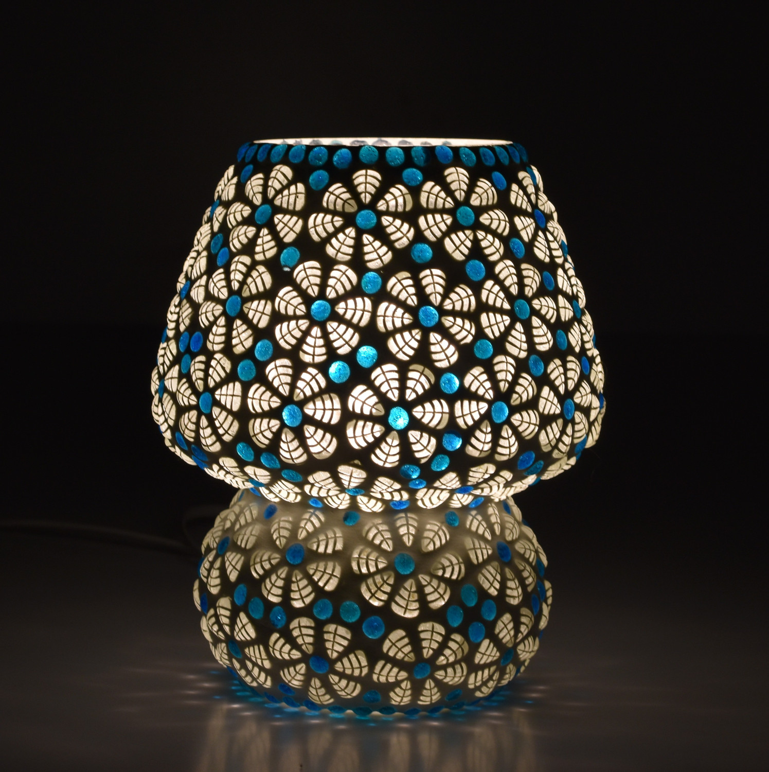 Image of Ionic Glass Home Decor Mosaic Glass Table Lamp Table Lamp (18 cm, Multicolor)