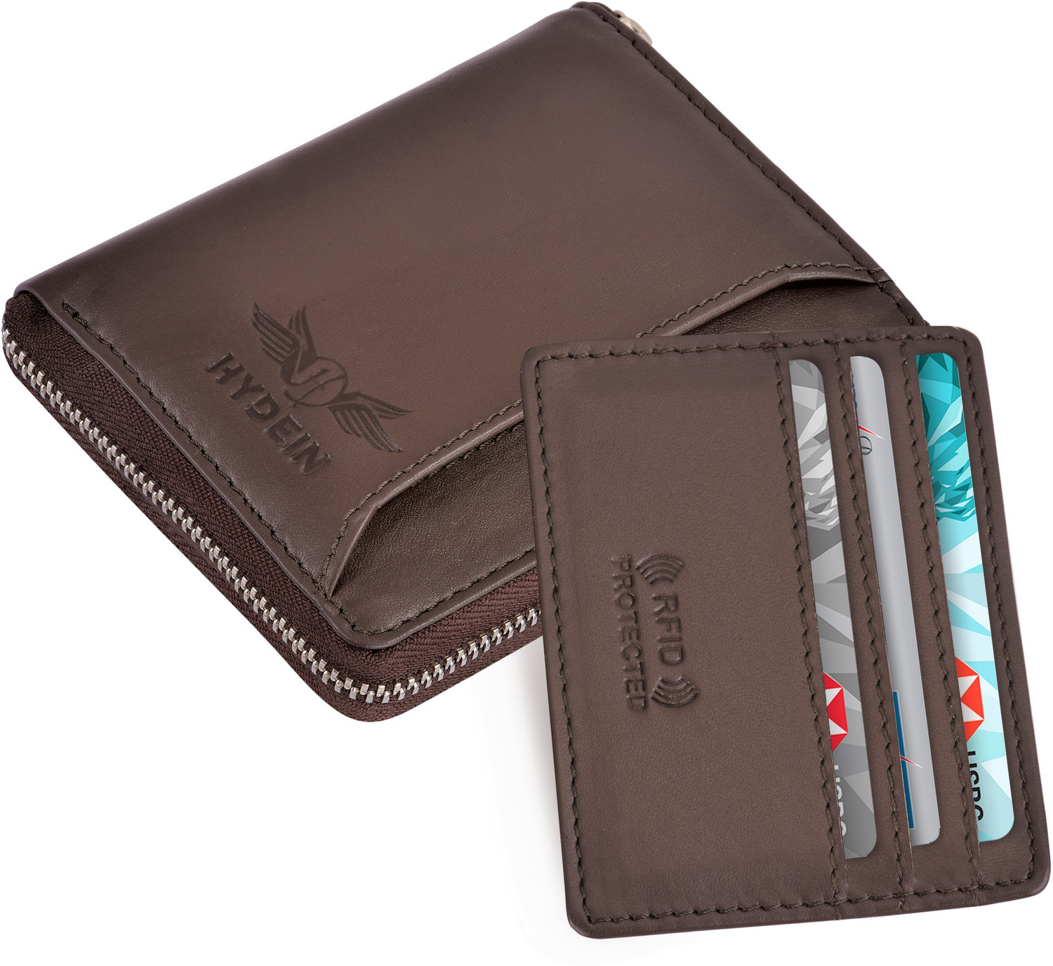 Image of HYDEIN Men Brown Genuine Leather Wallet