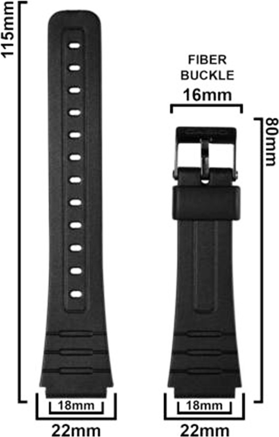 Image of SuruRetail CASIO F-91W 18 mm Resin Watch Strap (Black)