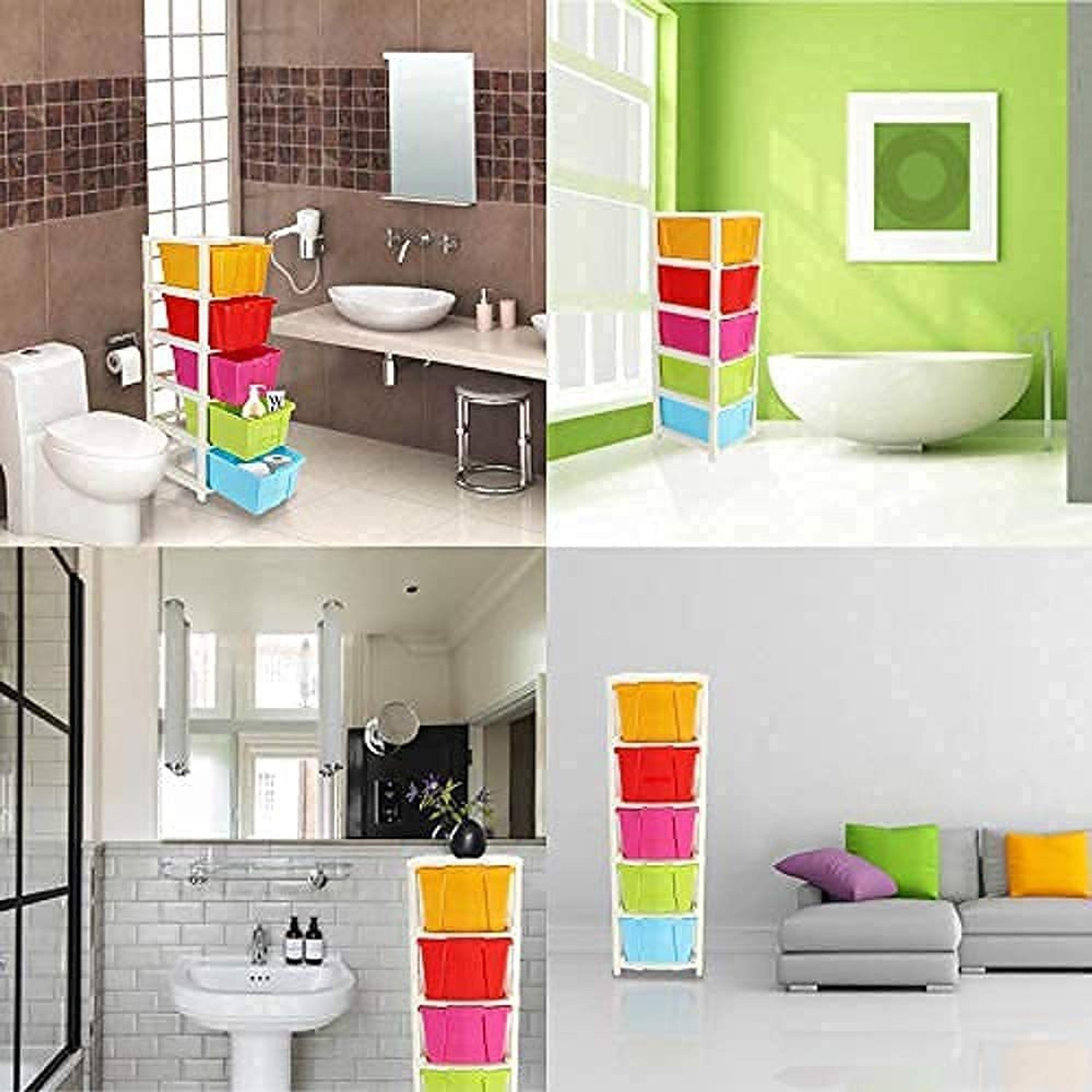 Image of vokay MULTI Layer Plastic Modular Basket Drawer Chest Storage Plastic Free Standing Cabinet