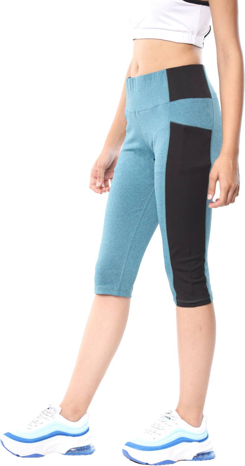 CHKOKKO Gym Sports Yoga Capri Slim fit Women Green Capri