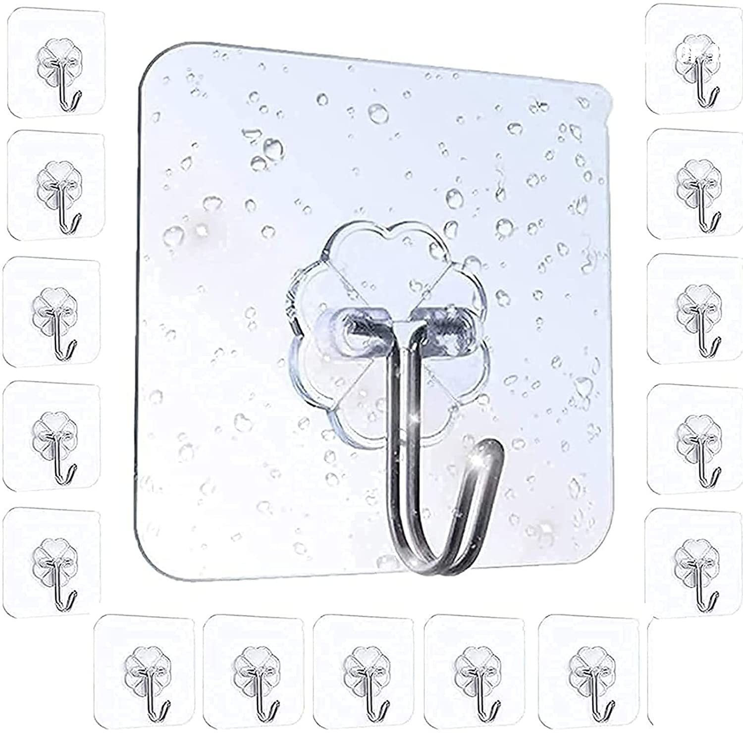 Image of RAVARIYA Set of 15 Adhesive Hooks for Wall Heavy Duty Self Adhesive Wall Hooks Hook 15