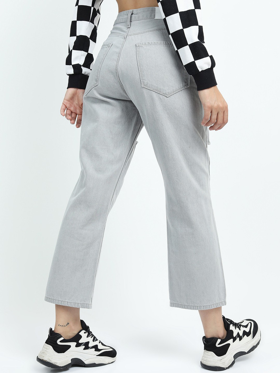 Image of Tokyo Talkies Boyfriend Women Grey Jeans