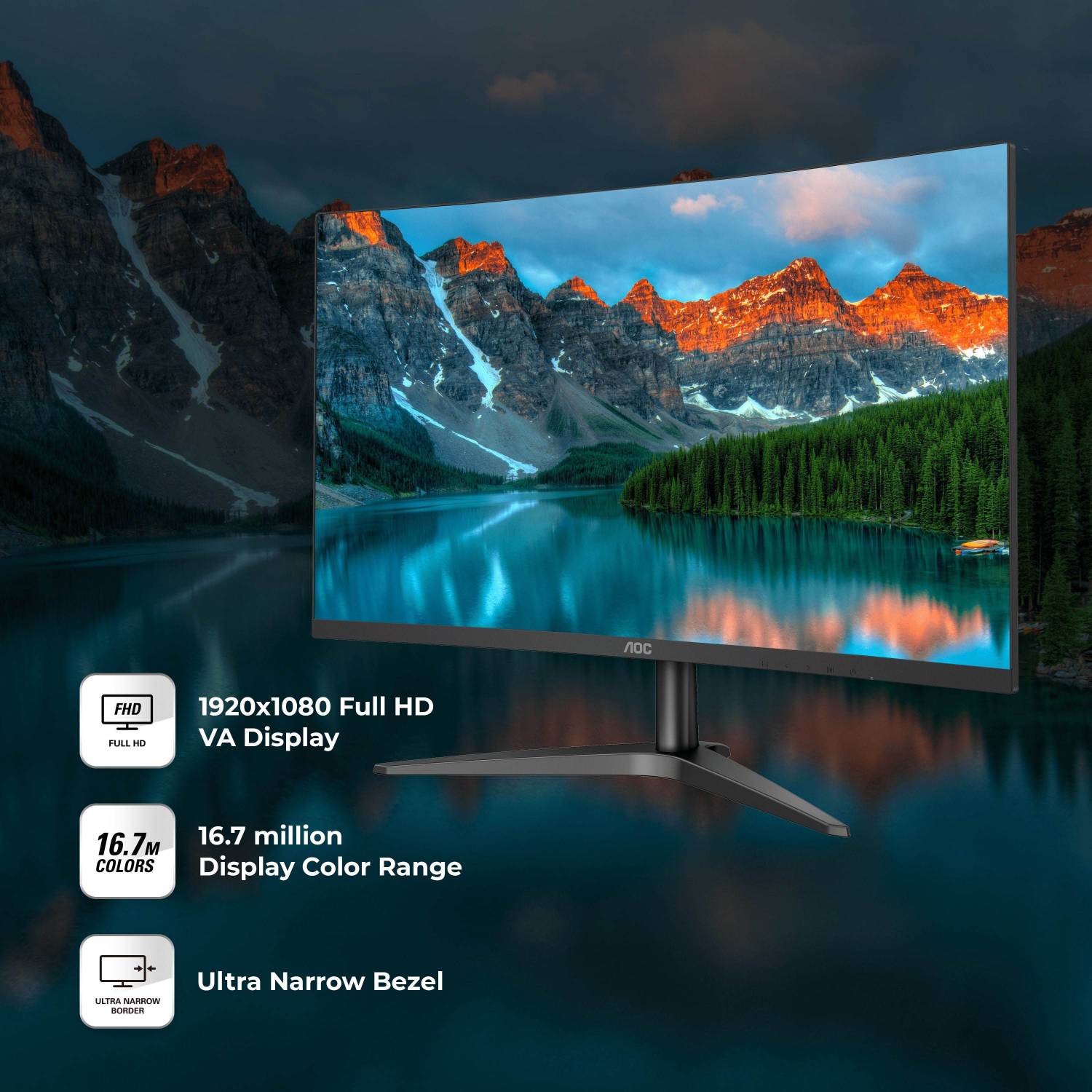 AOC 59.94 cm (24 inch) Curved Full HD VA Panel Monitor (C24B1H