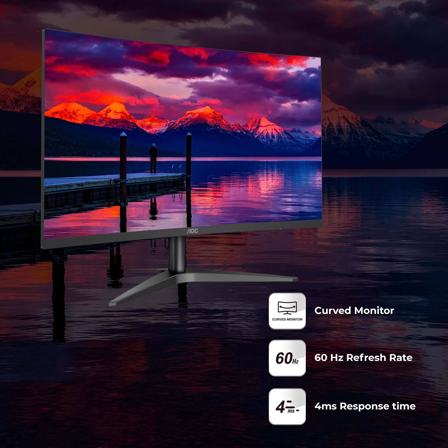 Acer Nitro 23.8インチ IPS フルHD 180Hz 0.5ms AOC 59.94 cm (24 inch) Curved Full HD VA Panel Monitor (C24B1H