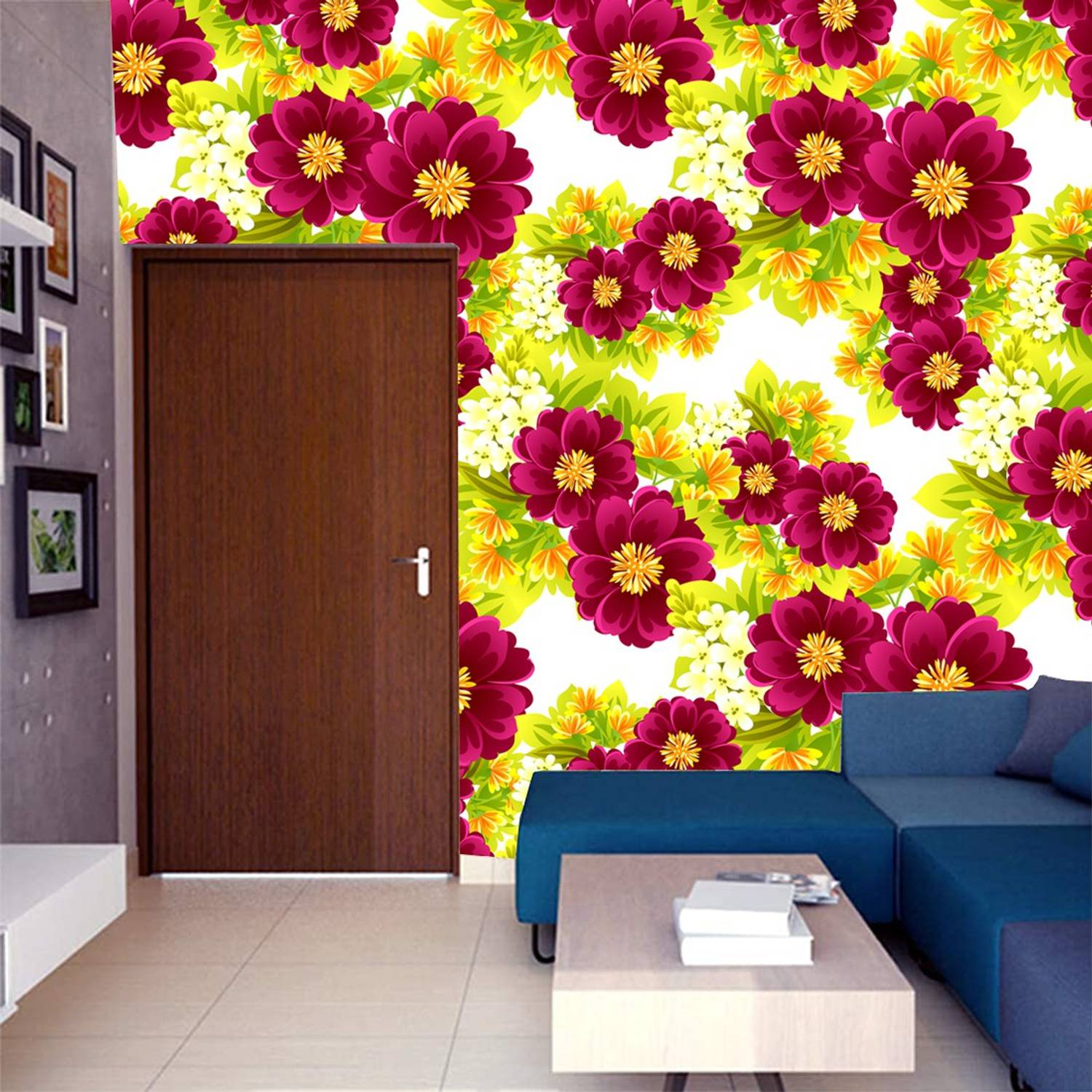 AMBEY DECOR 127 cm x 40 cm Waterproof Floral & Botanical Vinyl Wallpaper