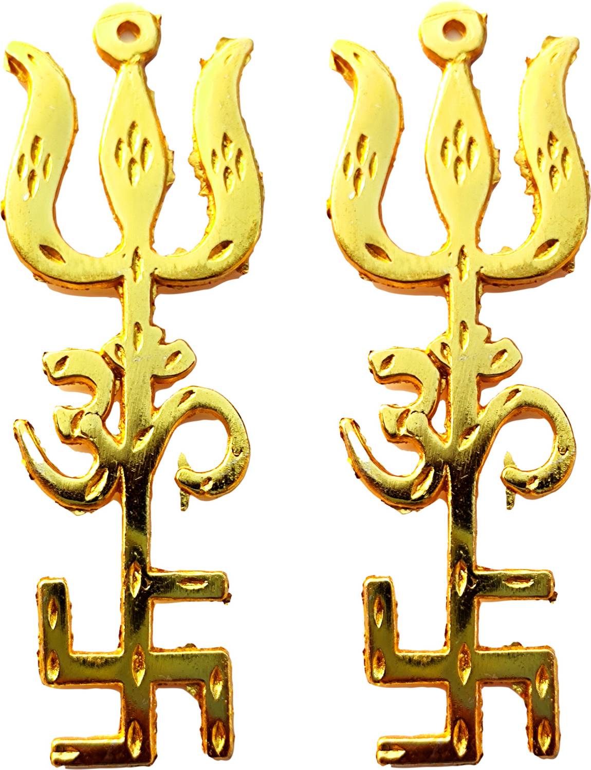 ANVIKA Trishakti Yantra Swastik, Om, Trishul Symbol of Prosperity & Positivity Brass Yantra