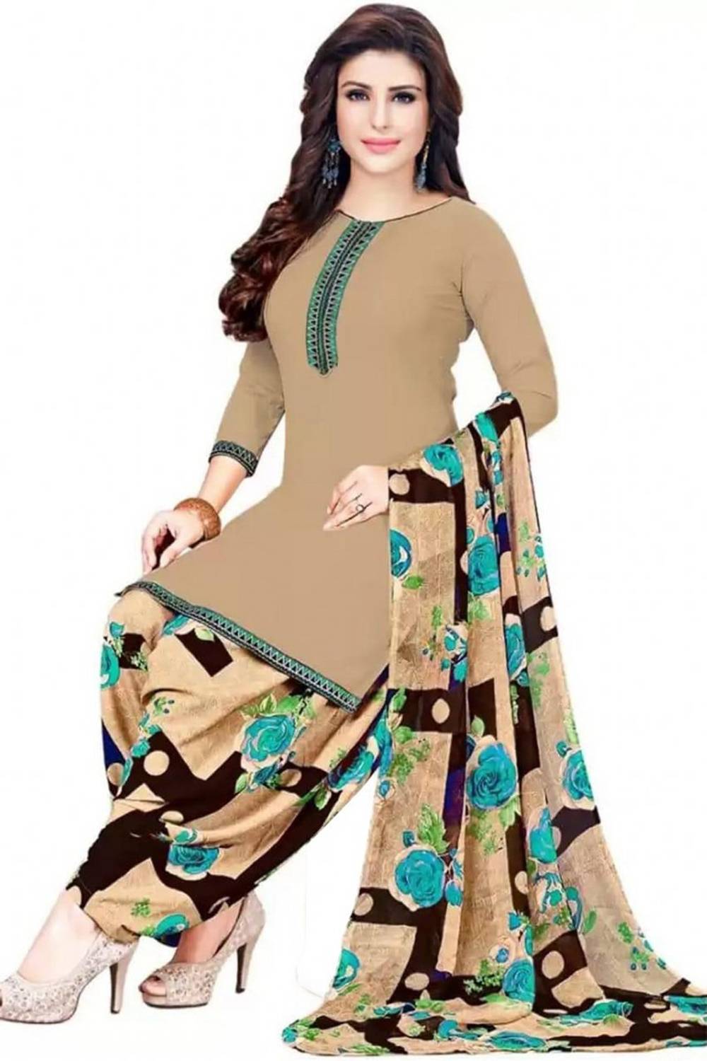 ANIRAV Crepe Floral Print Salwar Suit Material